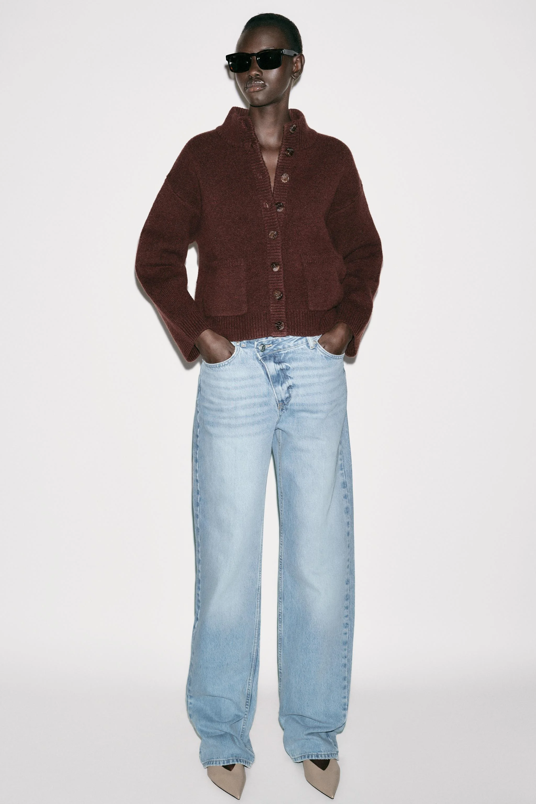 ژاکت بافتنی یقه ایستاده مدل خلبانی ژاکت بافتنی یقه ایستاده مدل خلبانی