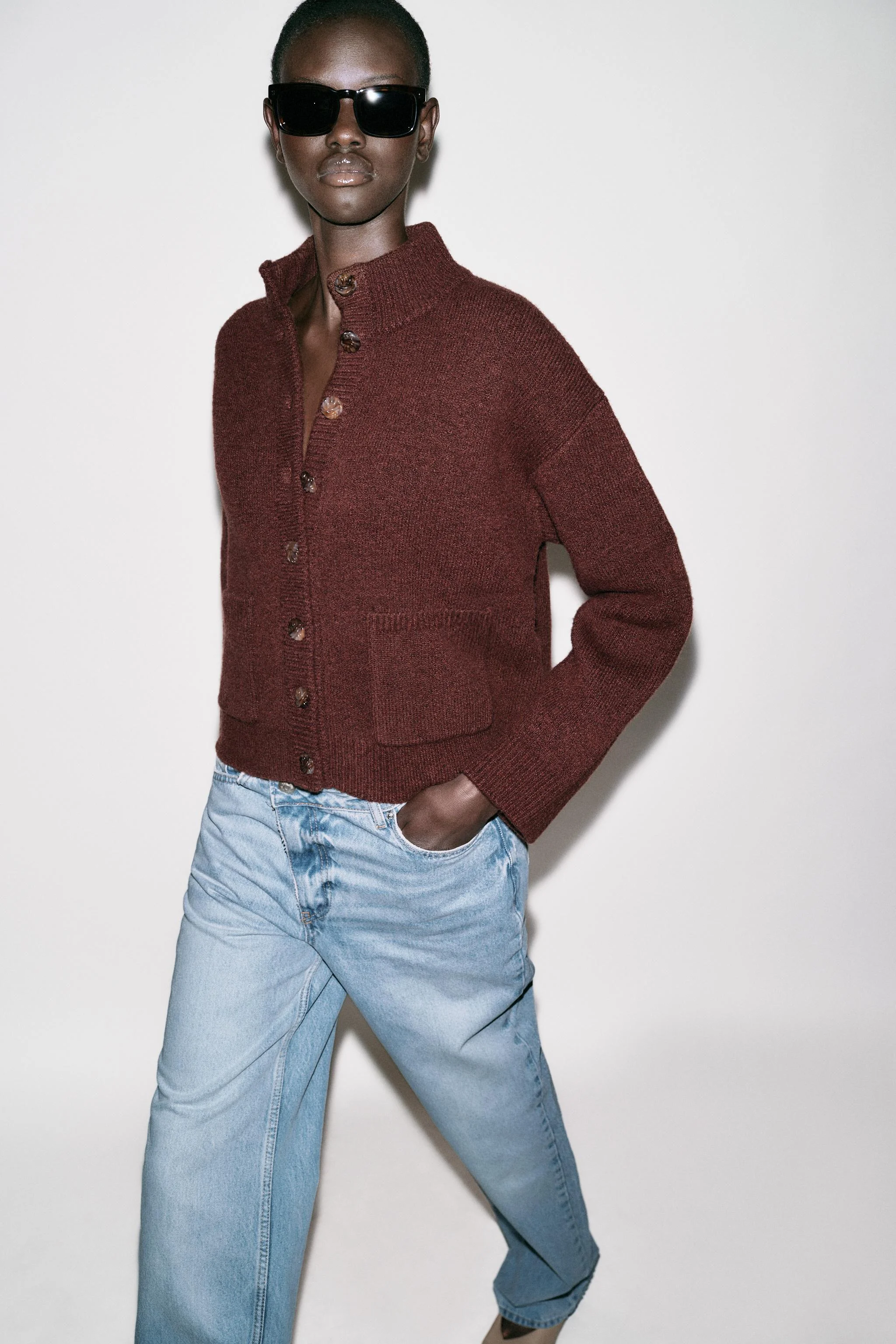 ژاکت بافتنی یقه ایستاده مدل خلبانی ژاکت بافتنی یقه ایستاده مدل خلبانی