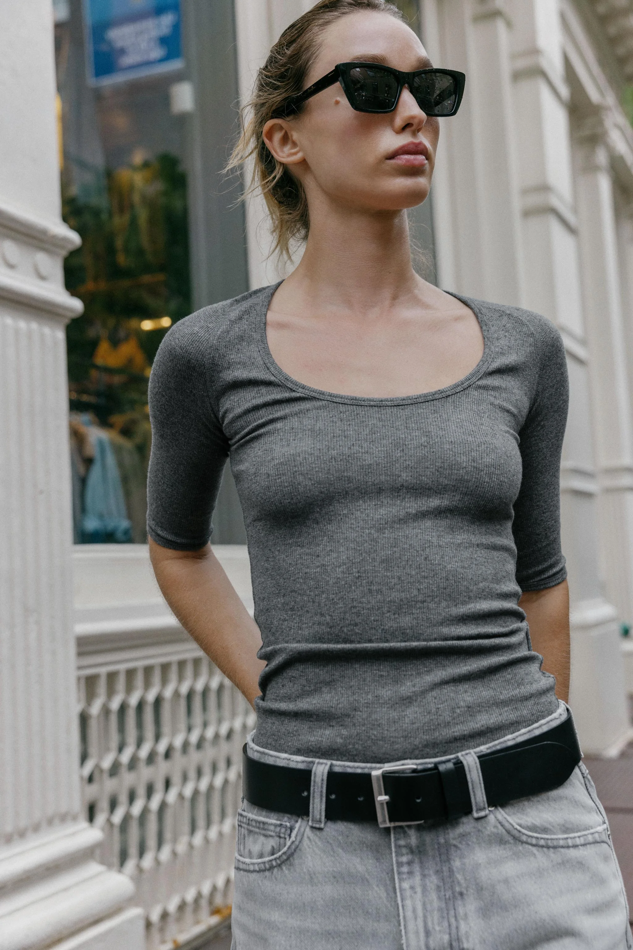 تی شرت یقه گرد آستین رگلان