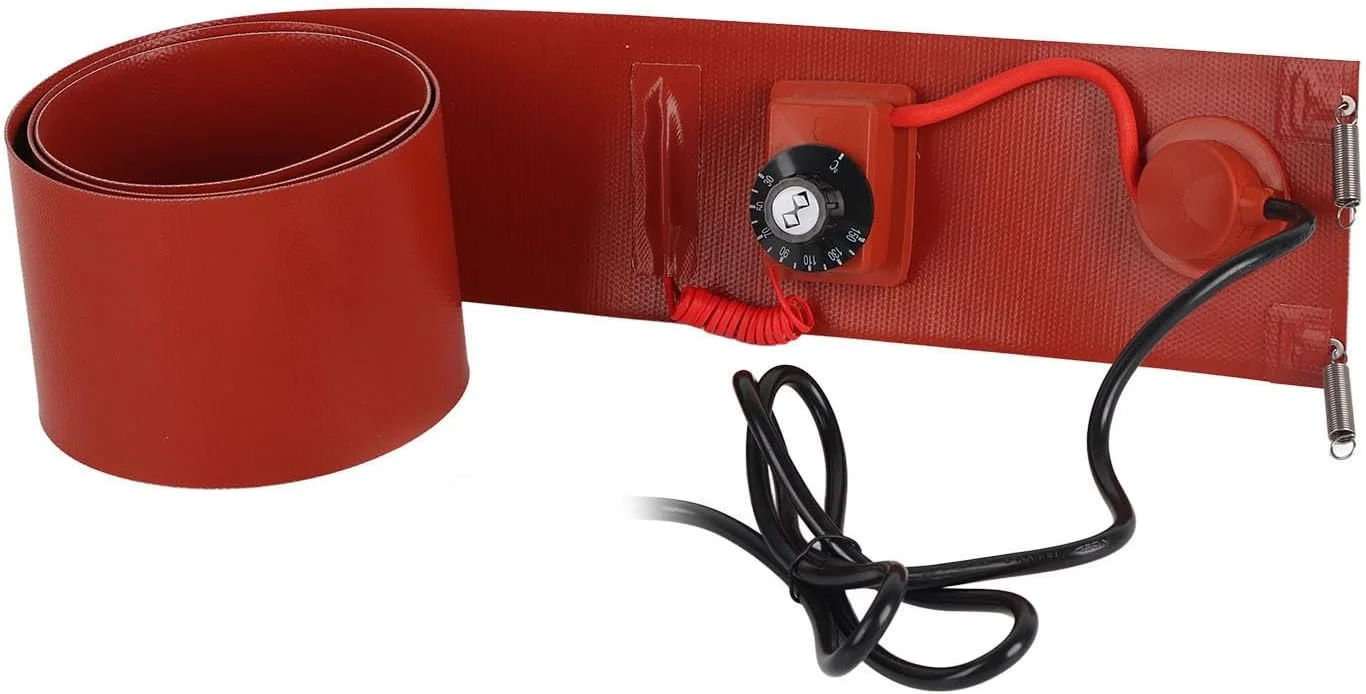 گرمکن بشکه فلزی - سیلیکونی 200 لیتری 1000 وات 30-150 درجه سانتیگراد 125mmx1740mm پد گرم کننده بشکه (دوشاخه UK)