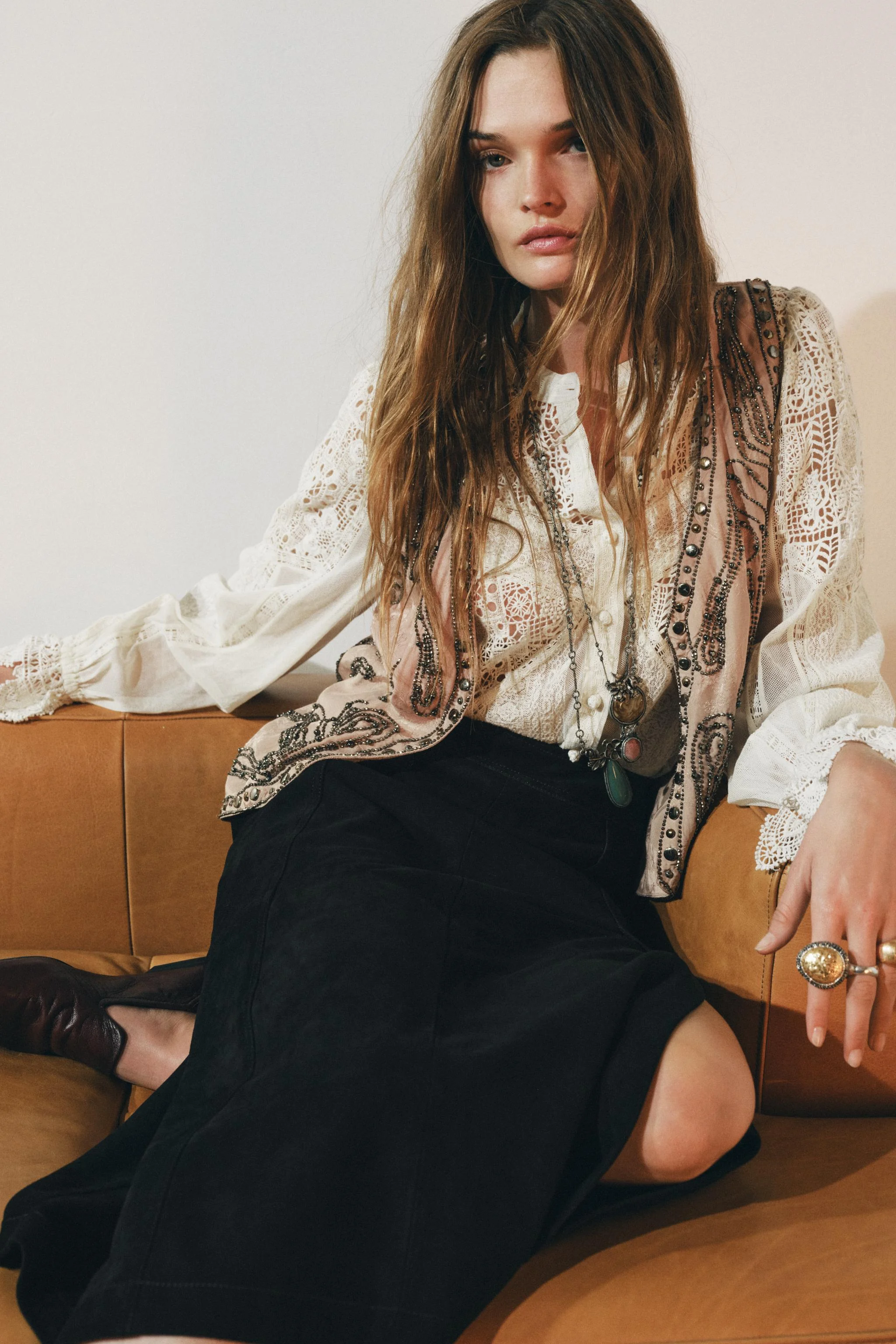 دامن چرم جیر مدل کلوش نسخه محدود ZW COLLECTION