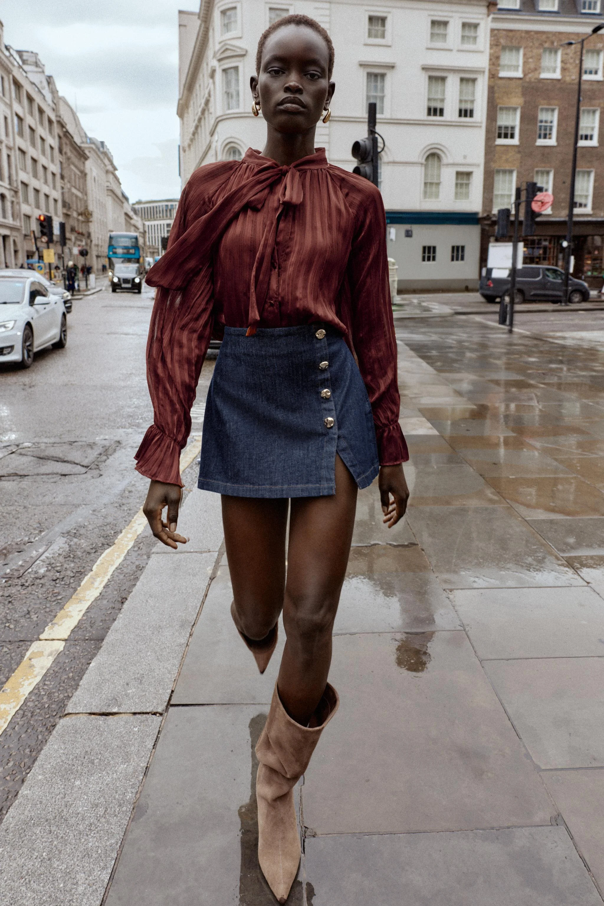 دامن شلواری مدل دار با دکمه