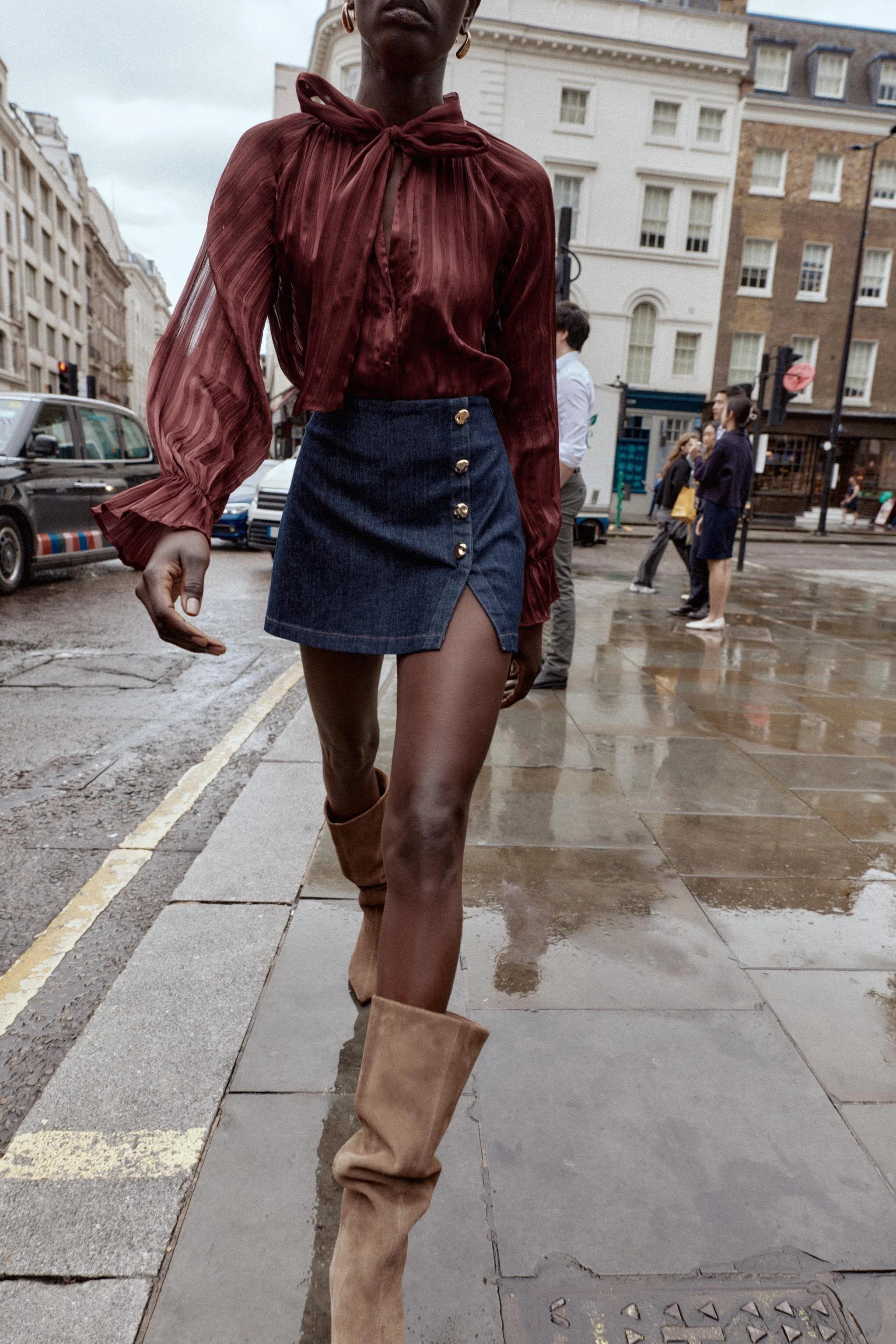 دامن شلواری مدل دار با دکمه