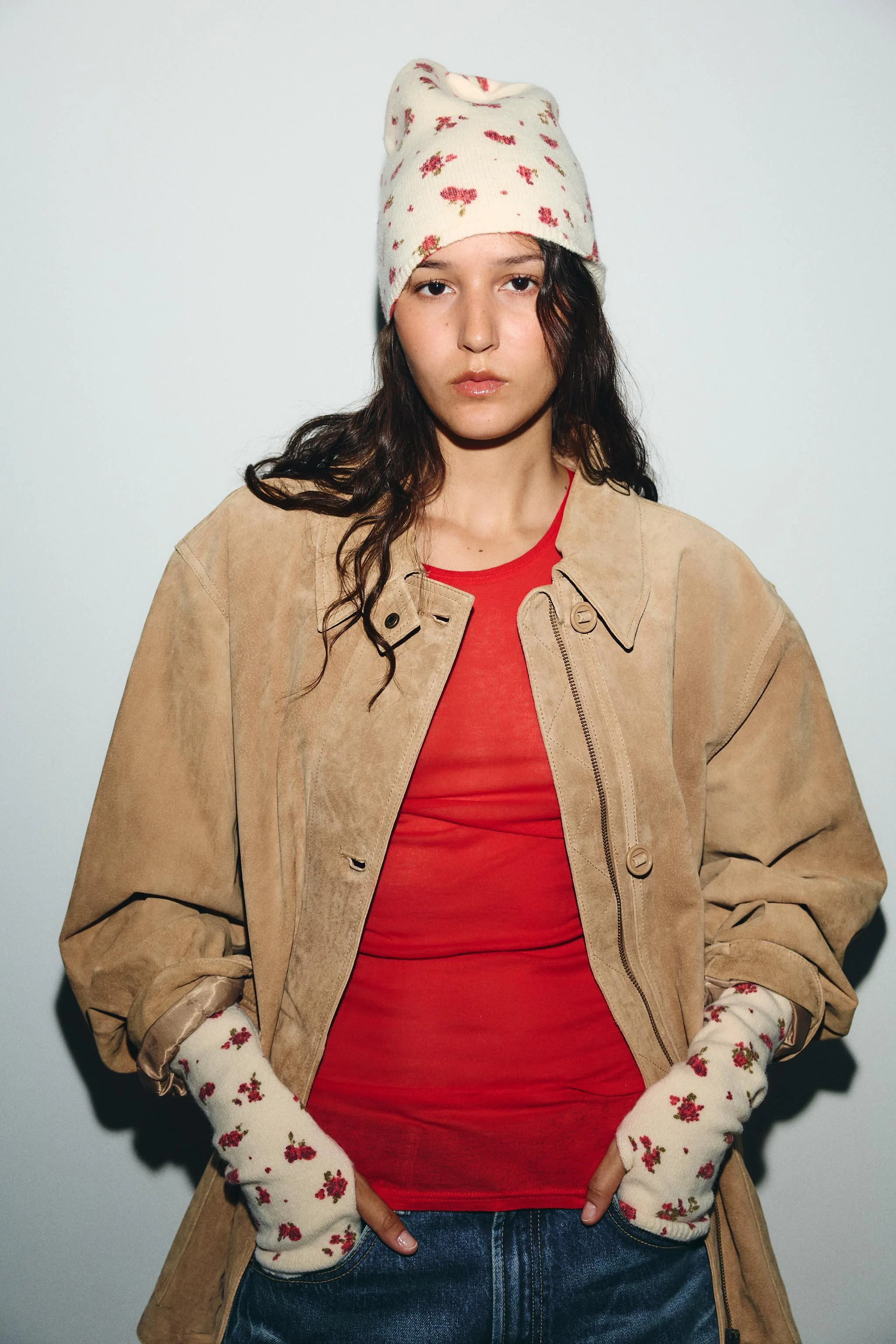 دستکش های بافتنی طرح گلدار