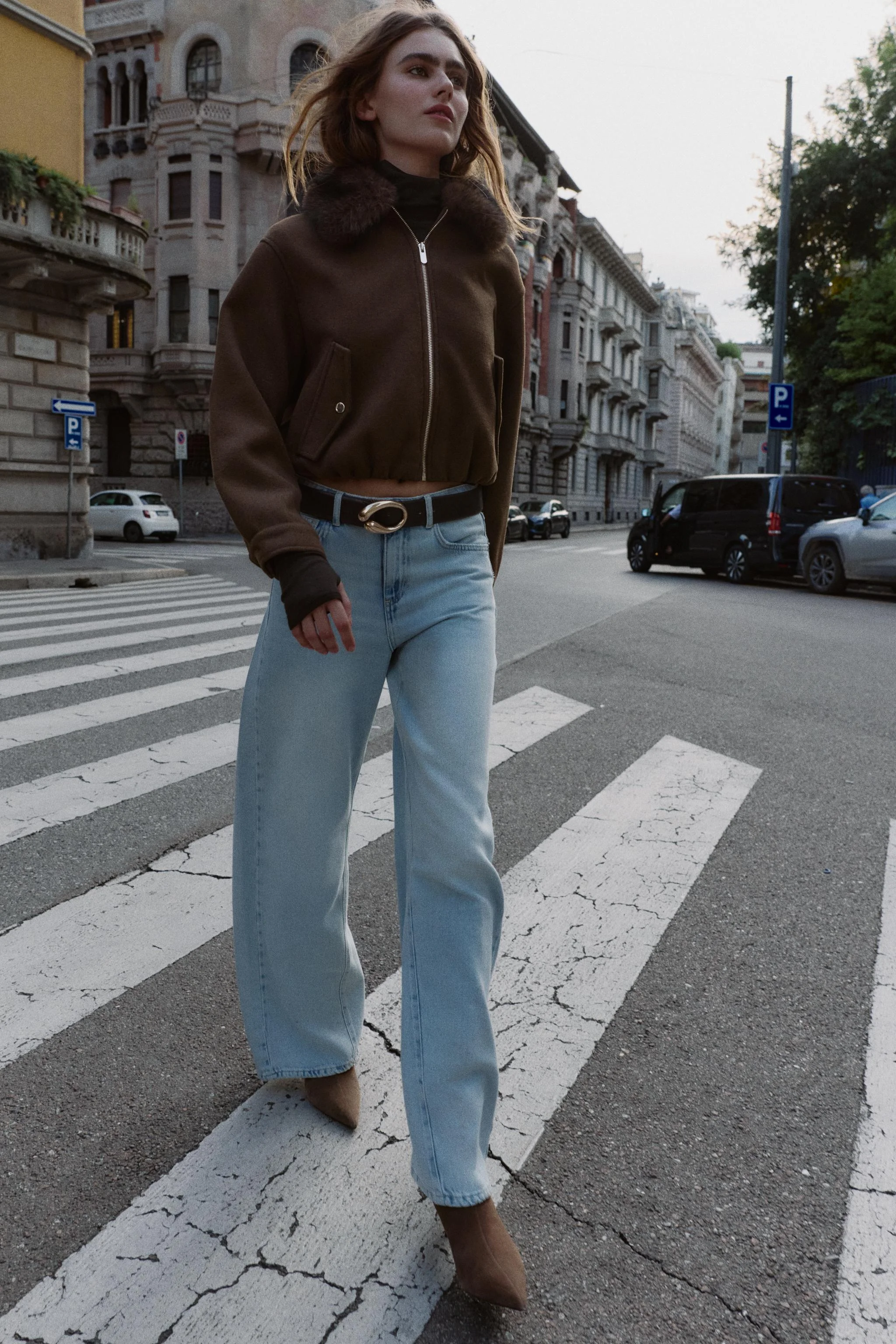 شلوار جین پاچه گشاد کمر بلند مدل Z1975