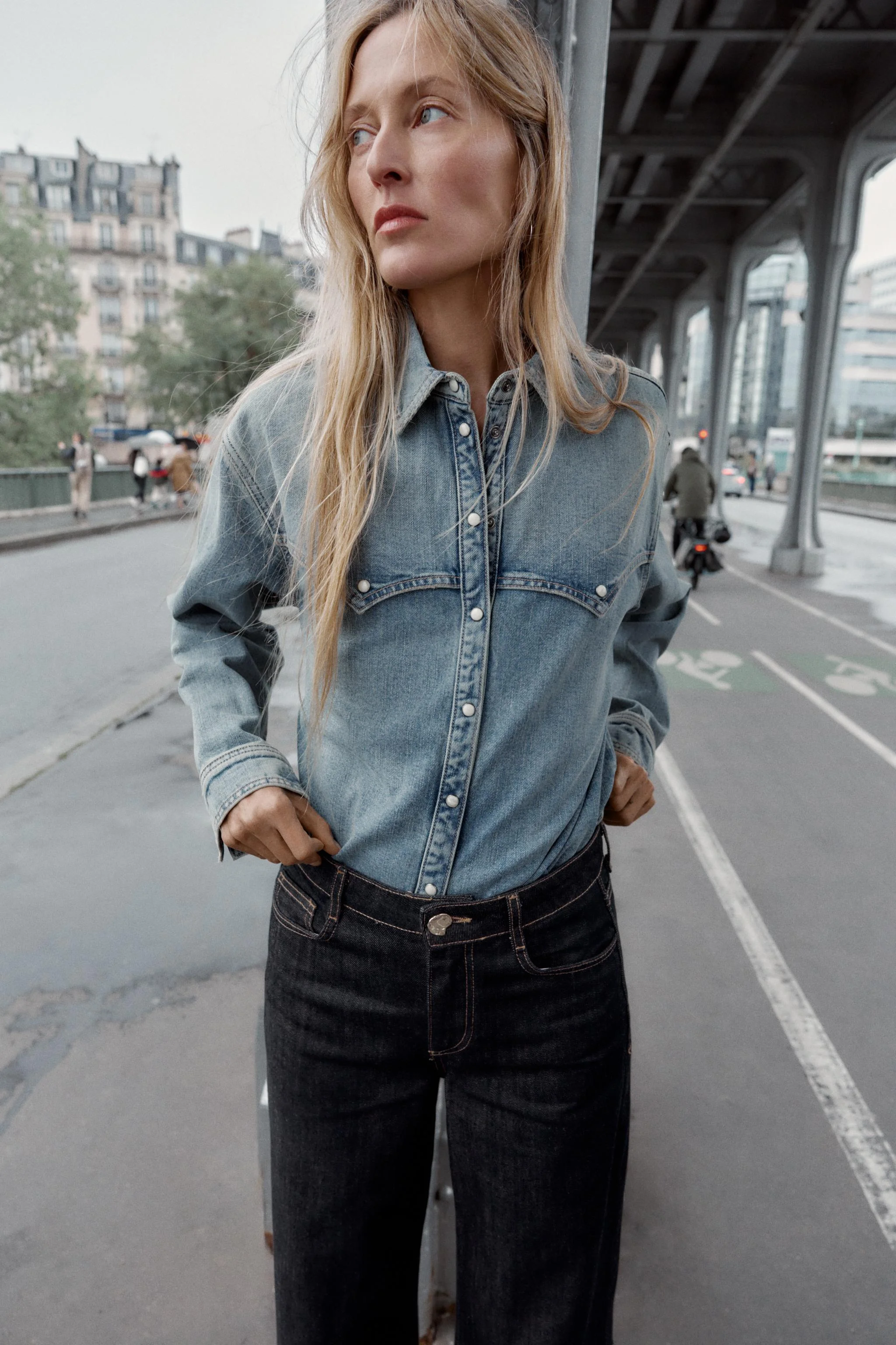 شلوار جین پا گشاد کمر بلند مدل Z1975