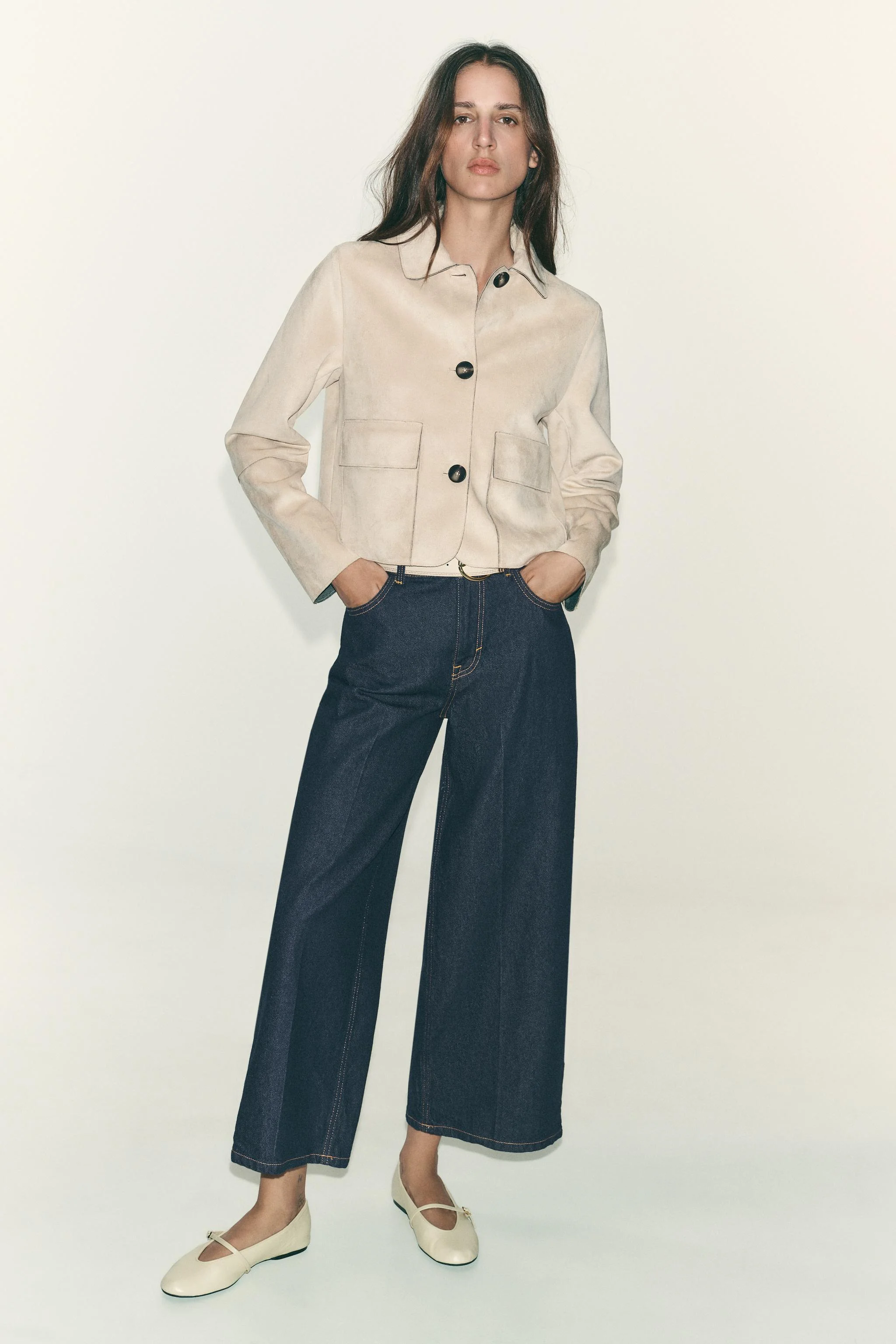 شلوار جین مدل Z1975 با خط اتو و کمربند