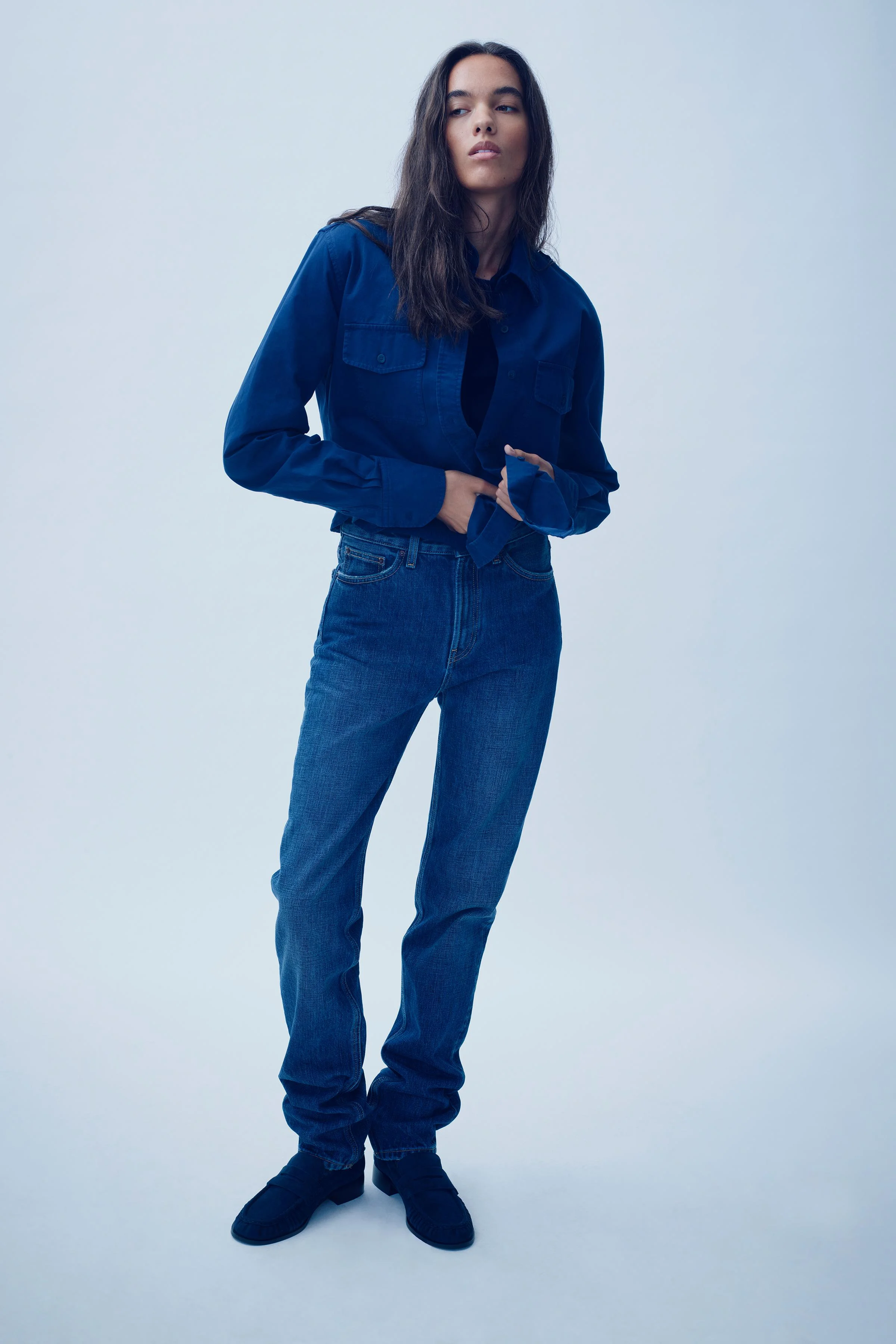 شلوار جین راسته فاق بلند