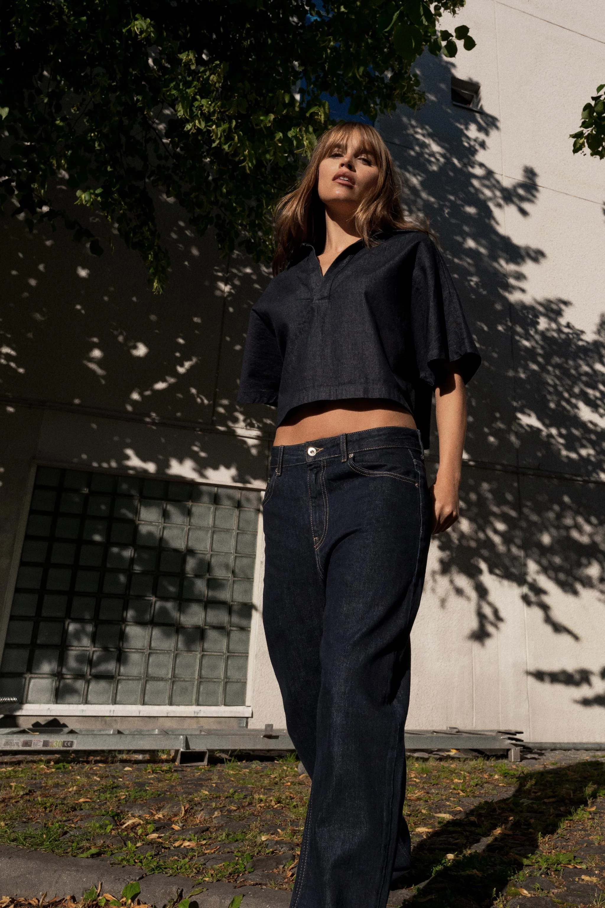 شلوار جین بشکه ای TRF کمر بلند