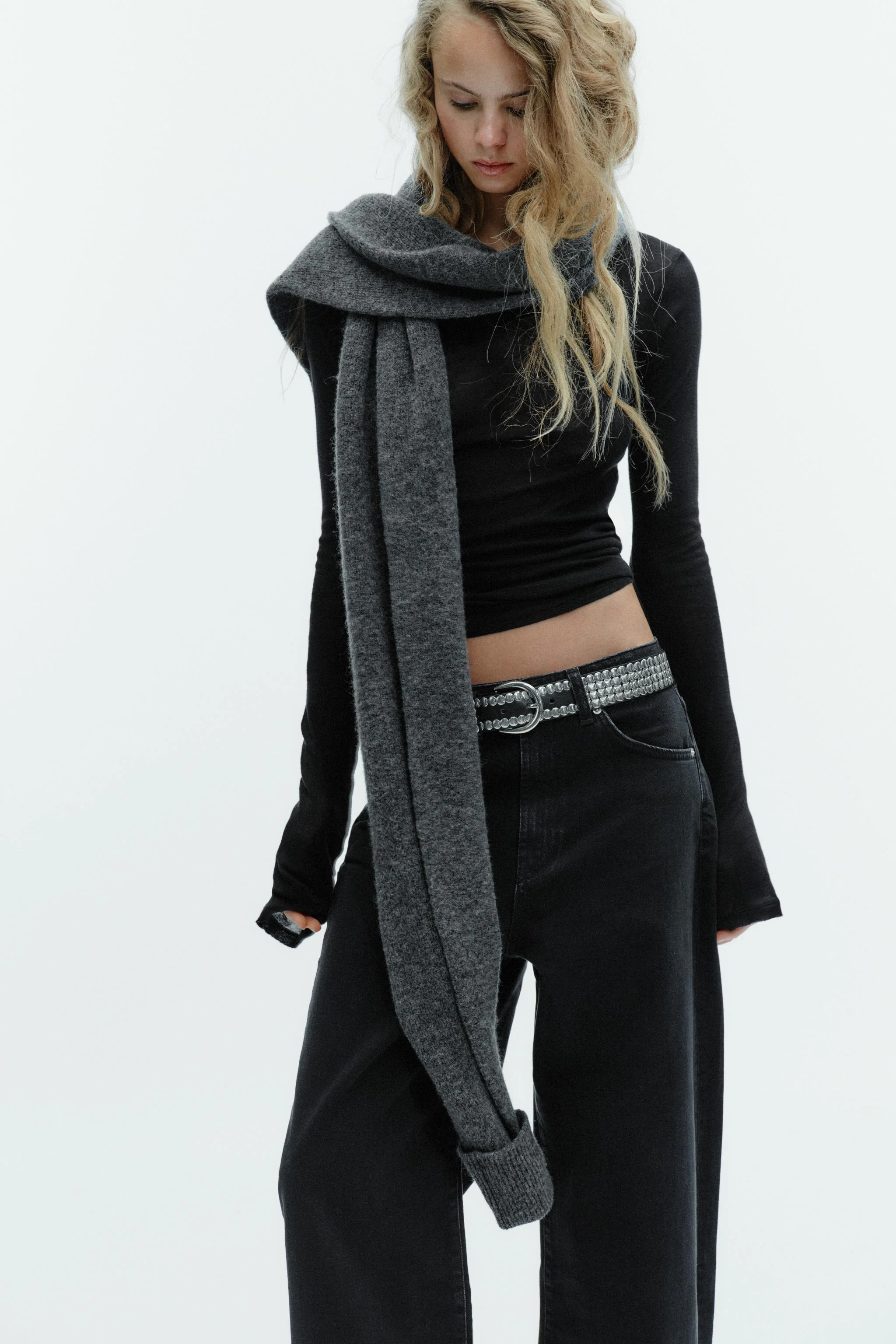 شلوار جین بگ فاق متوسط با تا خوردگی