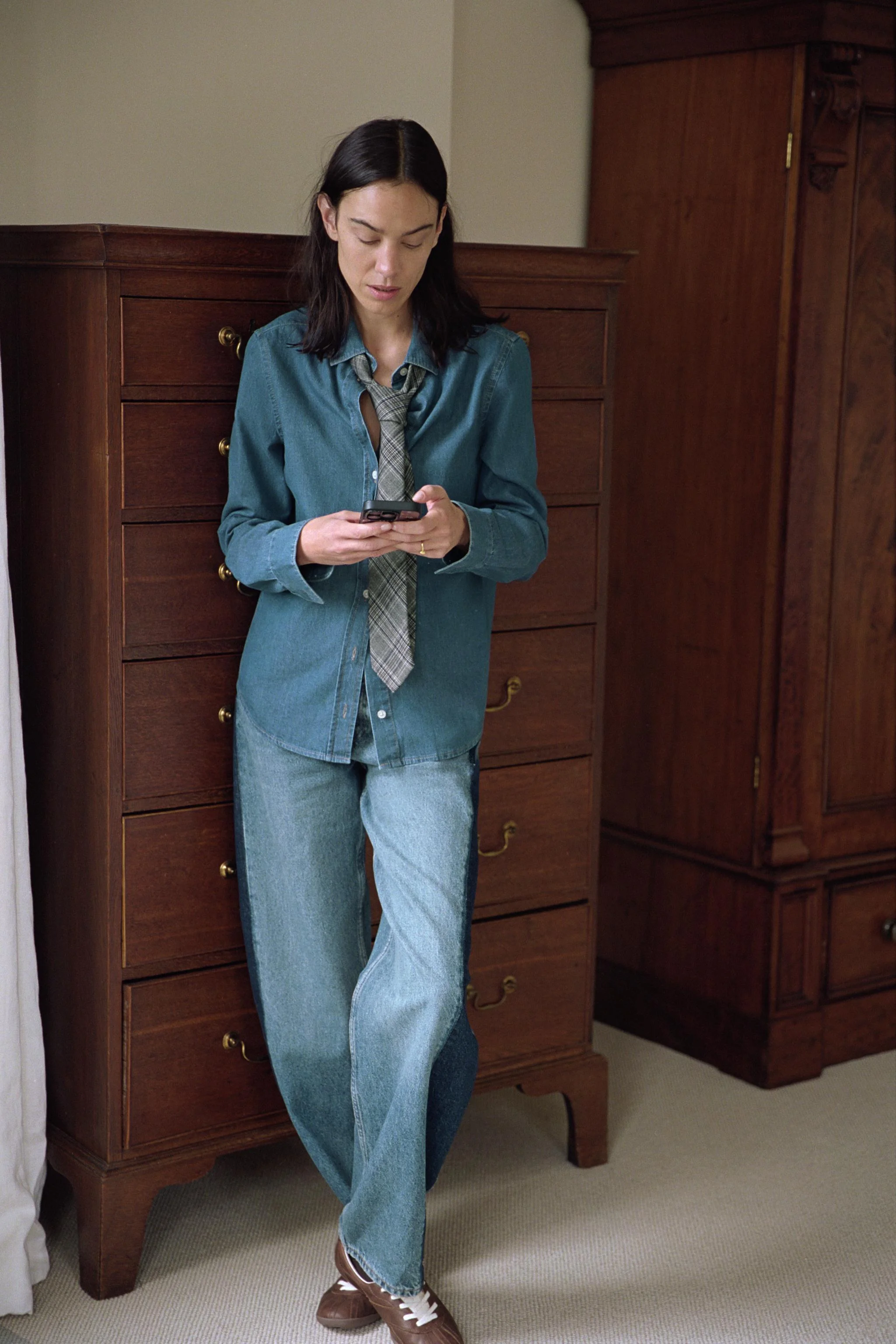 شلوار جین زنانه ZW COLLECTION با تکه دوزی