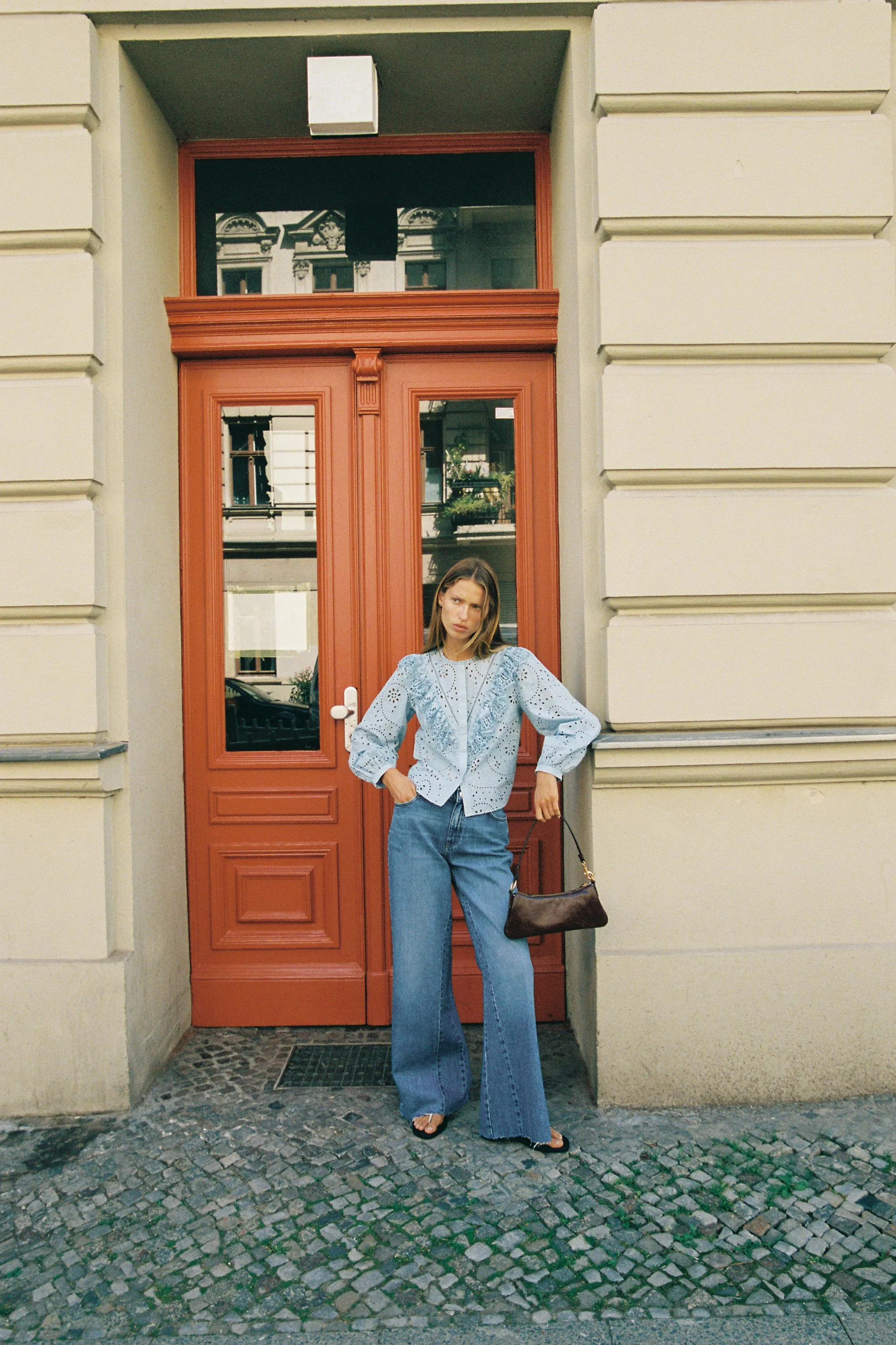 شلوار جین پاچه گشاد کمر بلند مدل Z1975