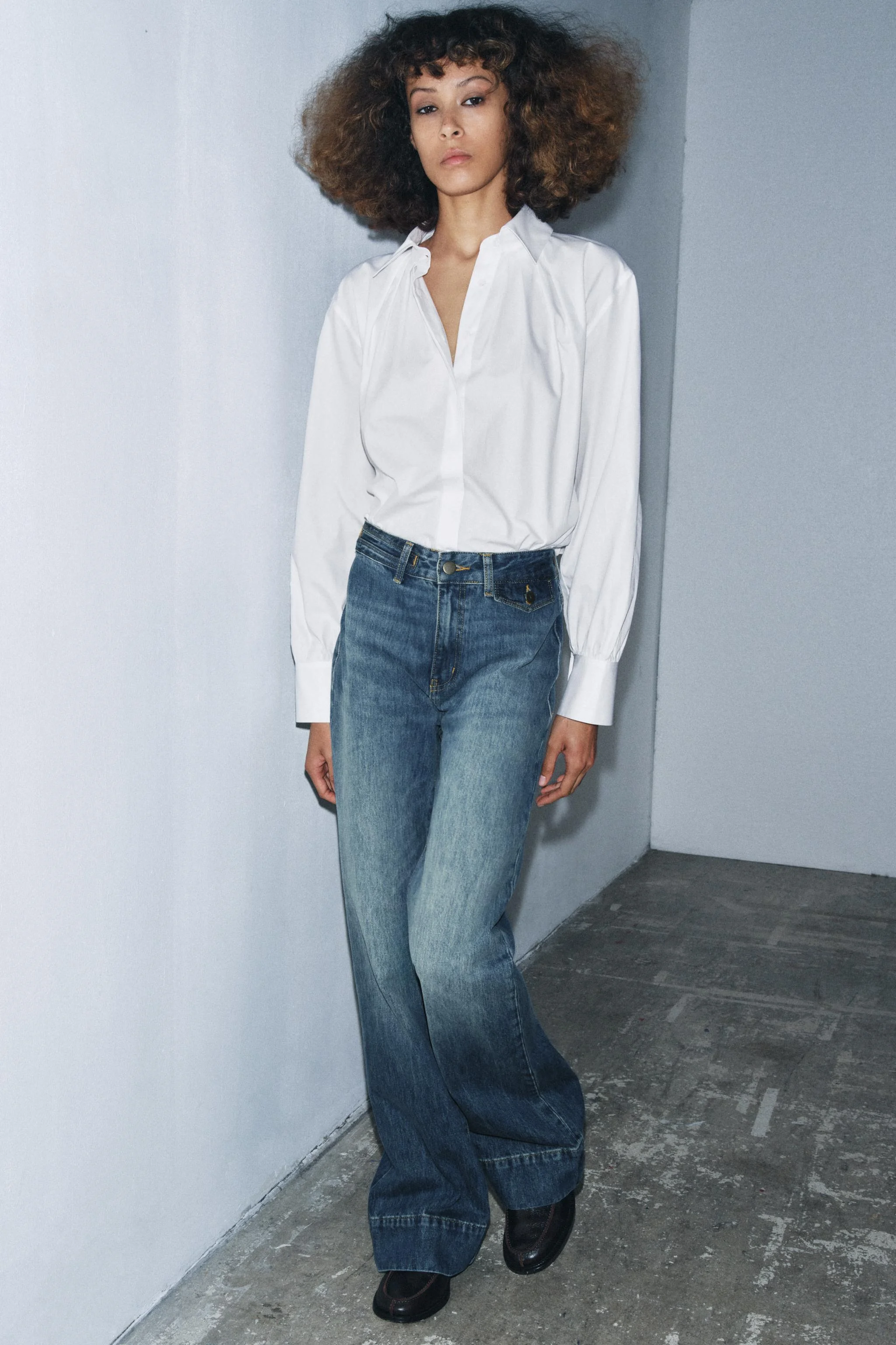 شلوار جین دمپا گشاد زنانه با کمر بلند ZW COLLECTION