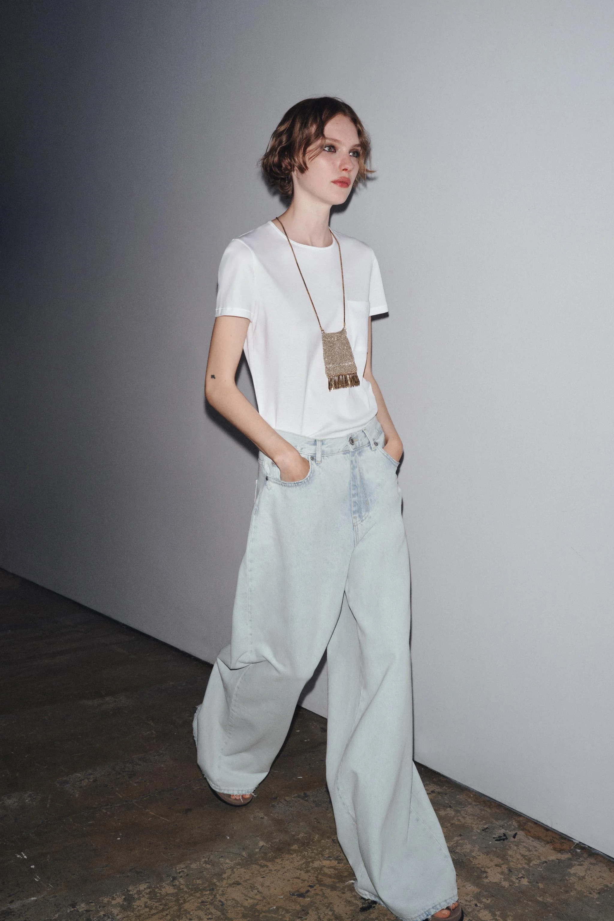 شلوار جین پالازو کمر بلند ZW COLLECTION