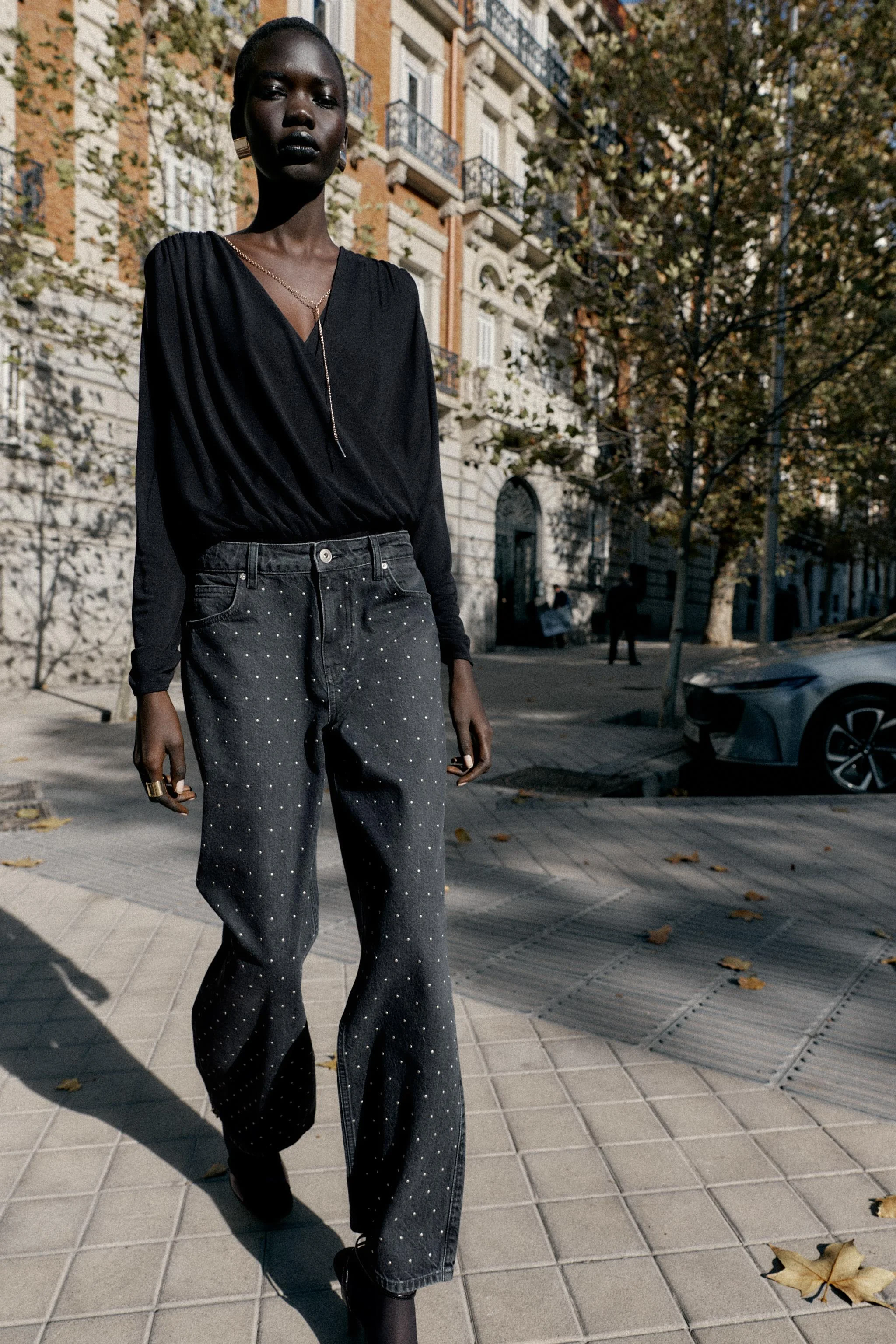 شلوار جین راسته گشاد فاق بلند مدل Z1975