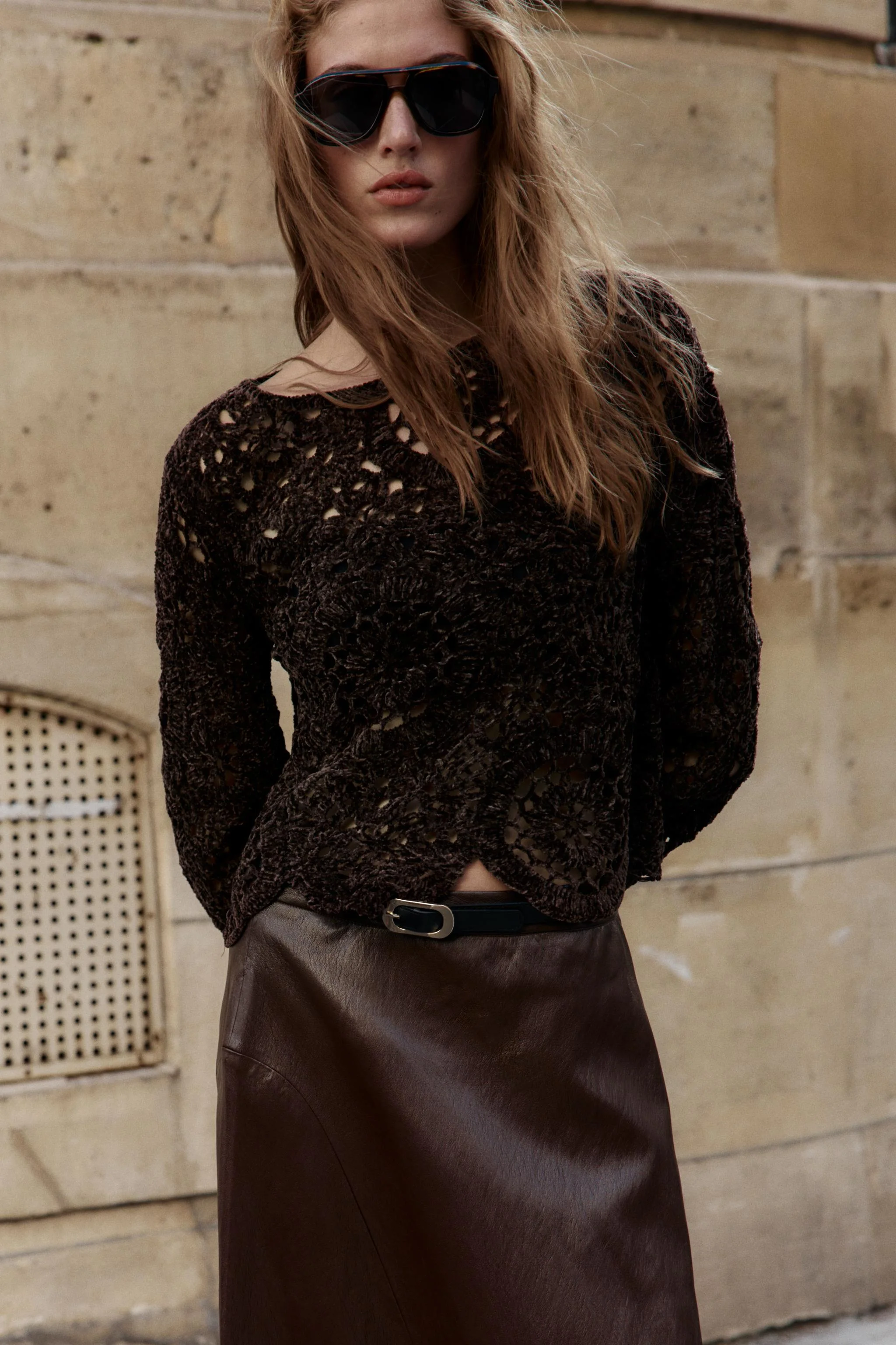 پلیور آستین بلند بافتنی پلیور آستین بلند بافتنی