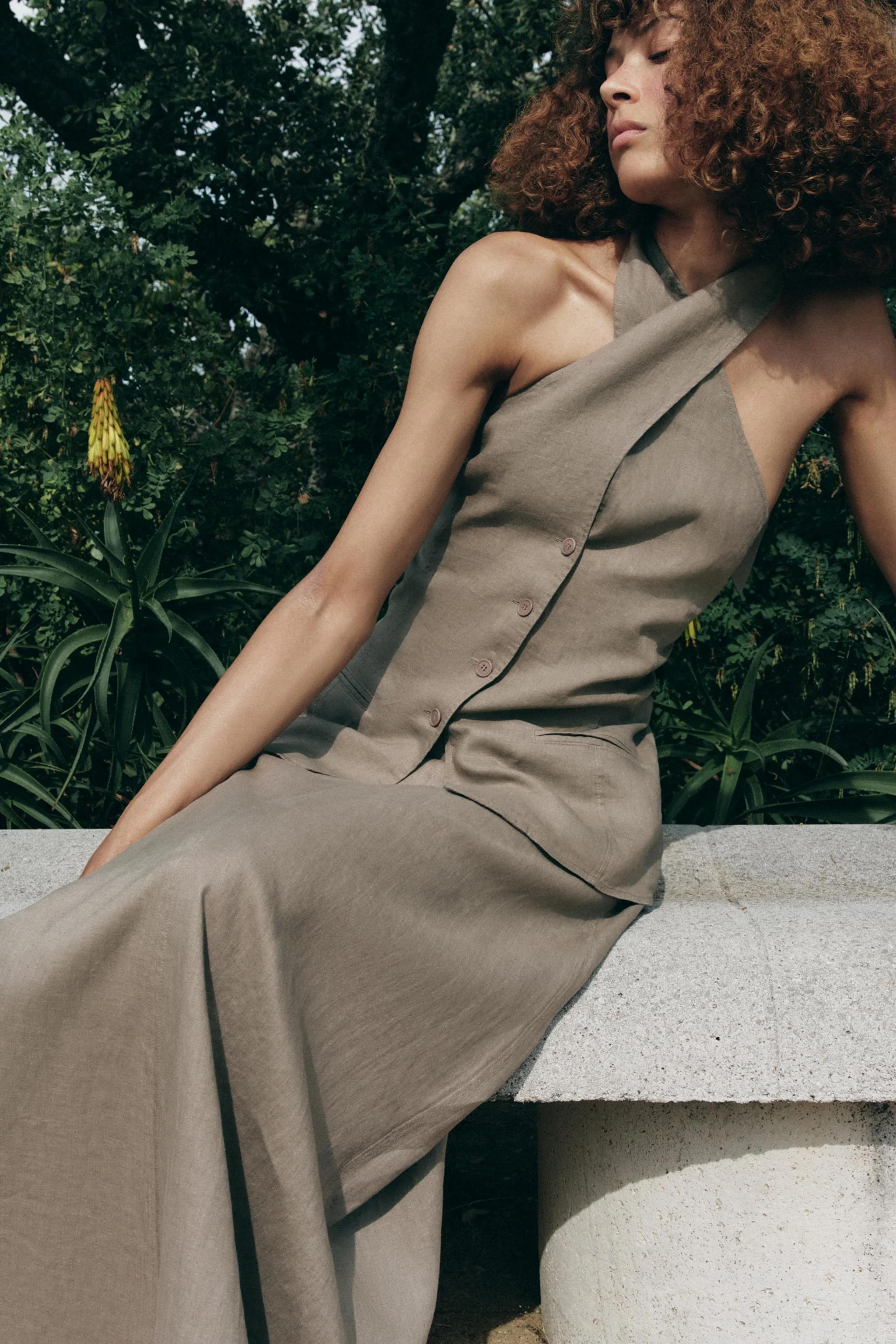 دامن میدی زنانه ZW COLLECTION با %۱۰۰ لینن