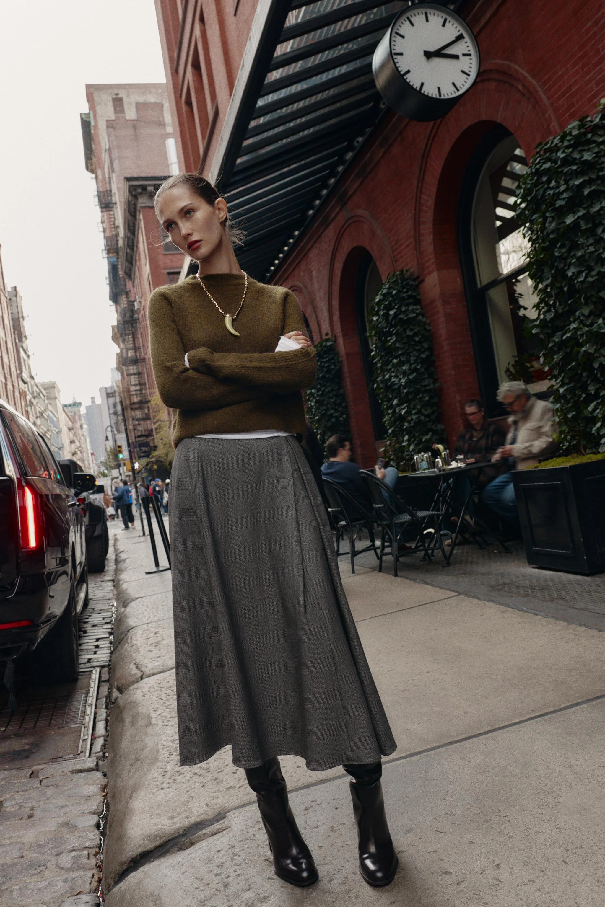 دامن میدی طرح Houndstooth لایه ای