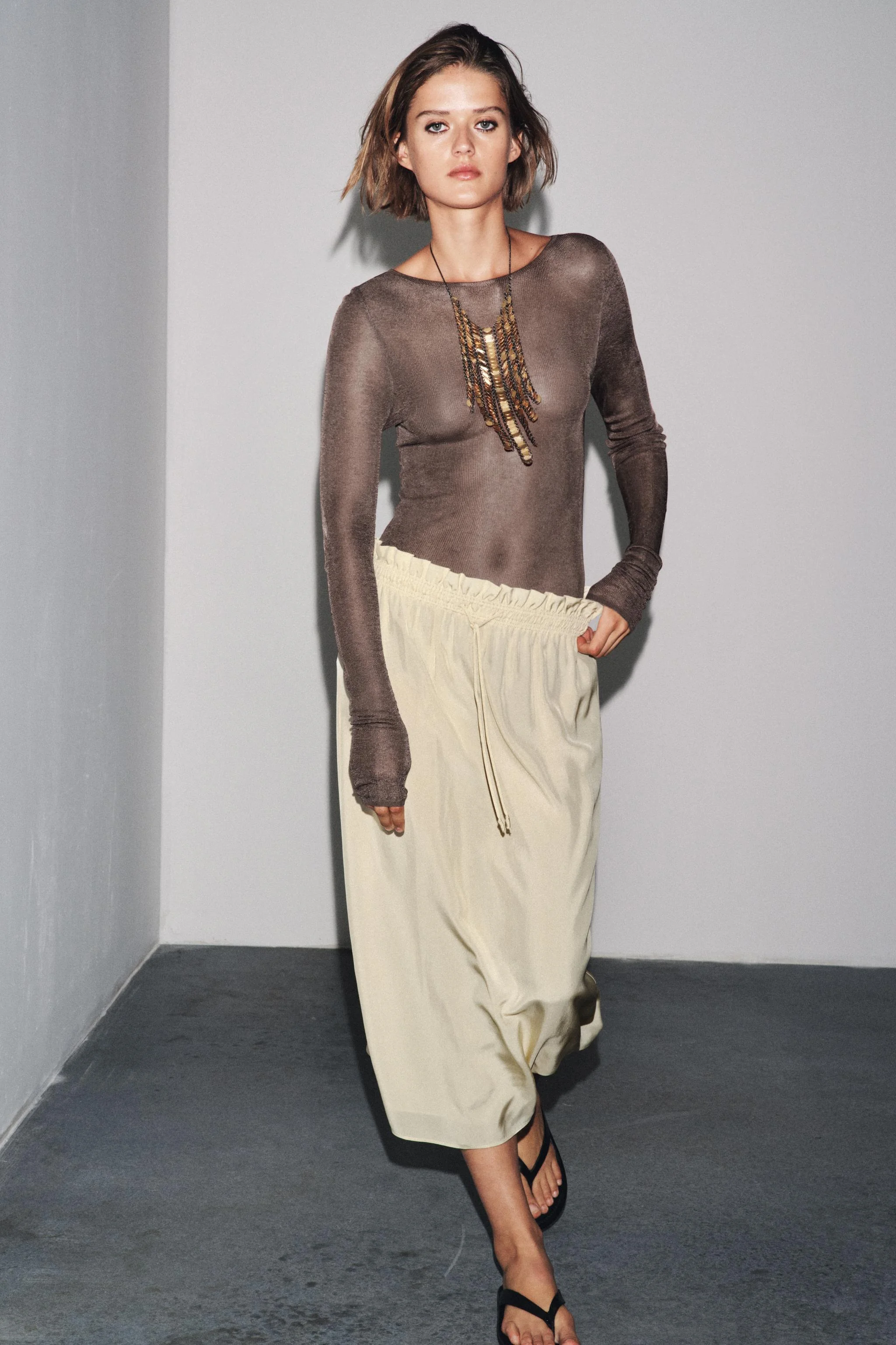 دامن میدی ZW COLLECTION با بندهای کشیدنی