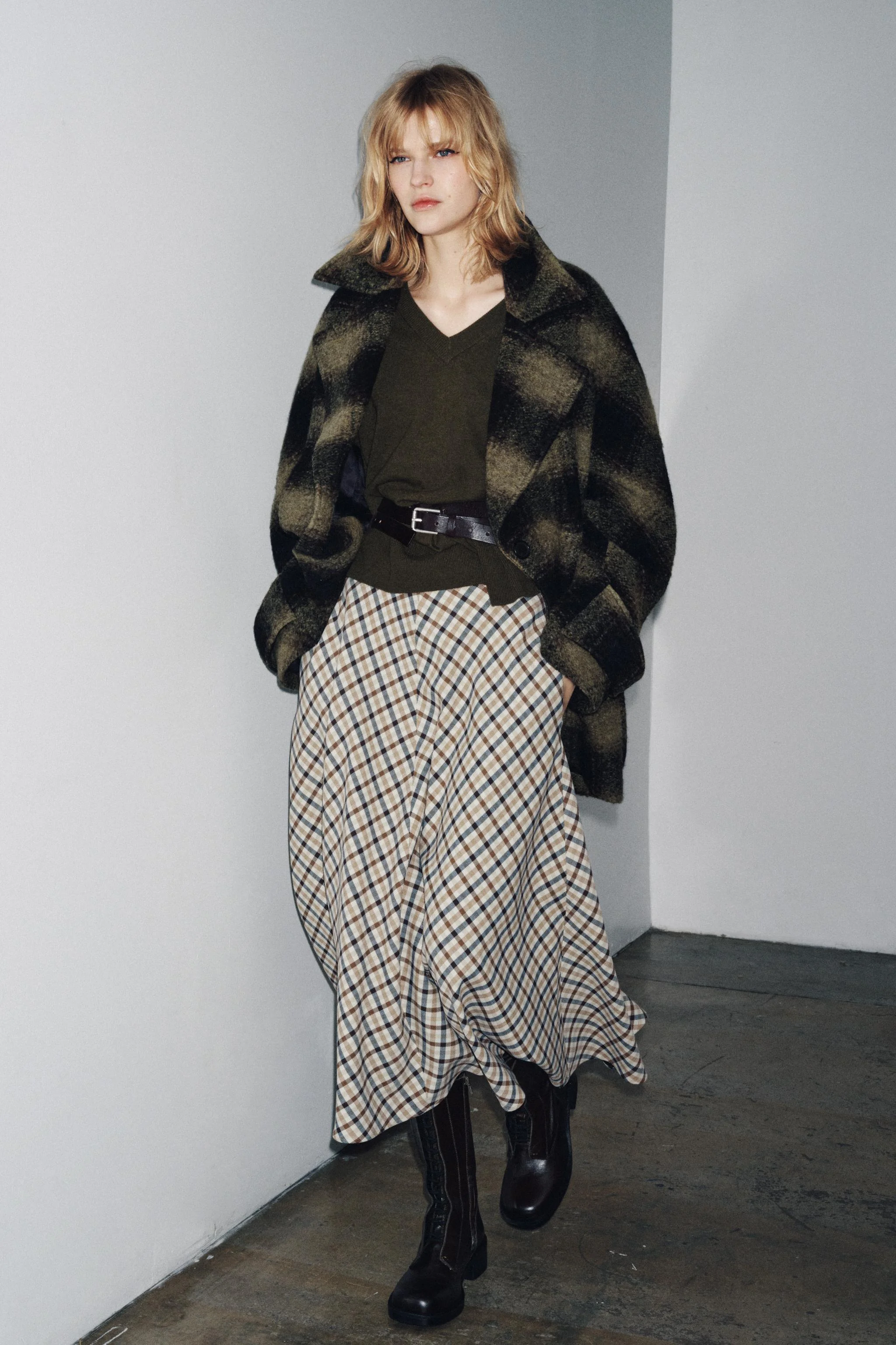 دامن میدی ZW COLLECTION طرح چهارخانه