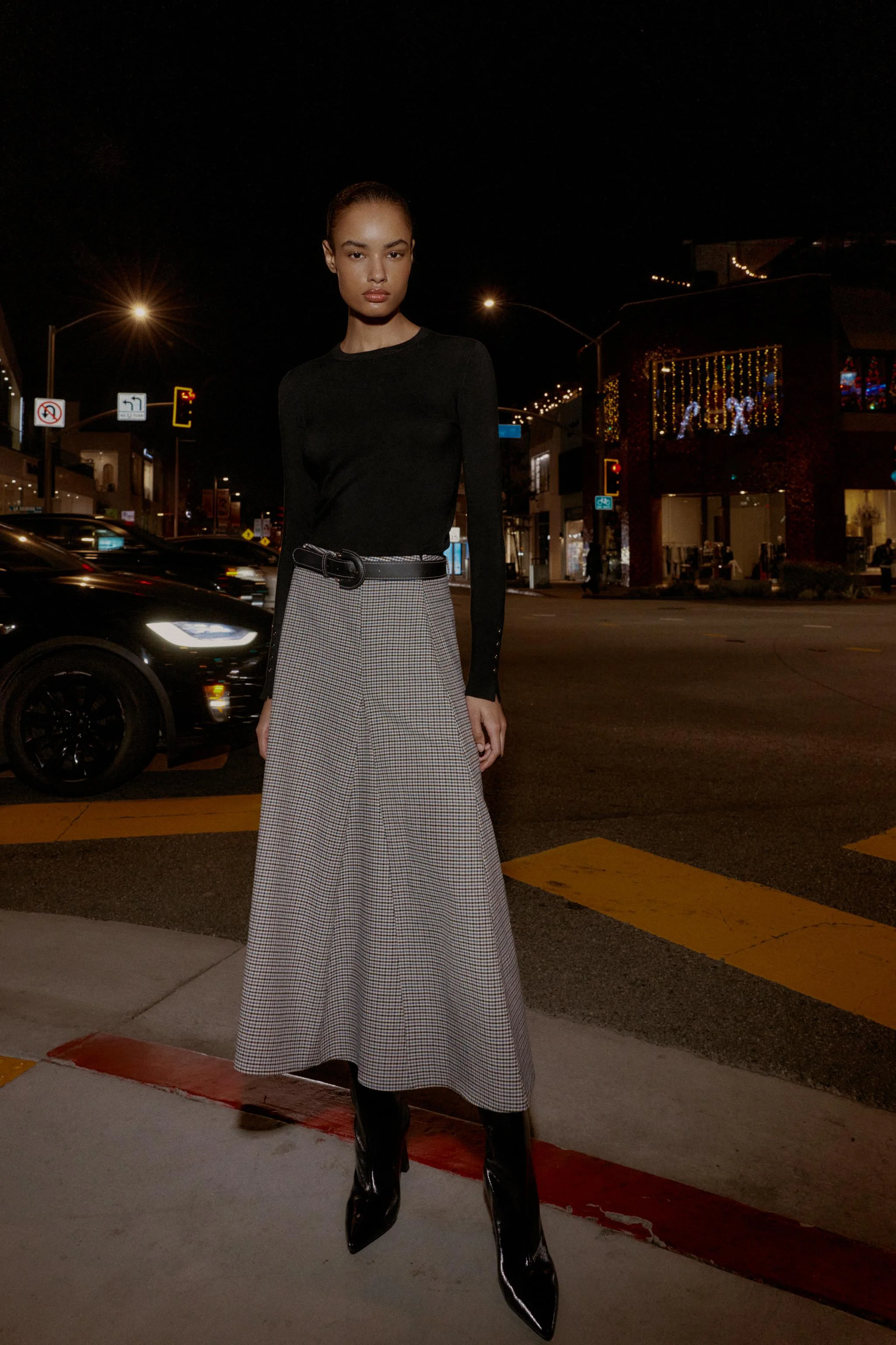 دامن میدی طرح دار کمربند دار