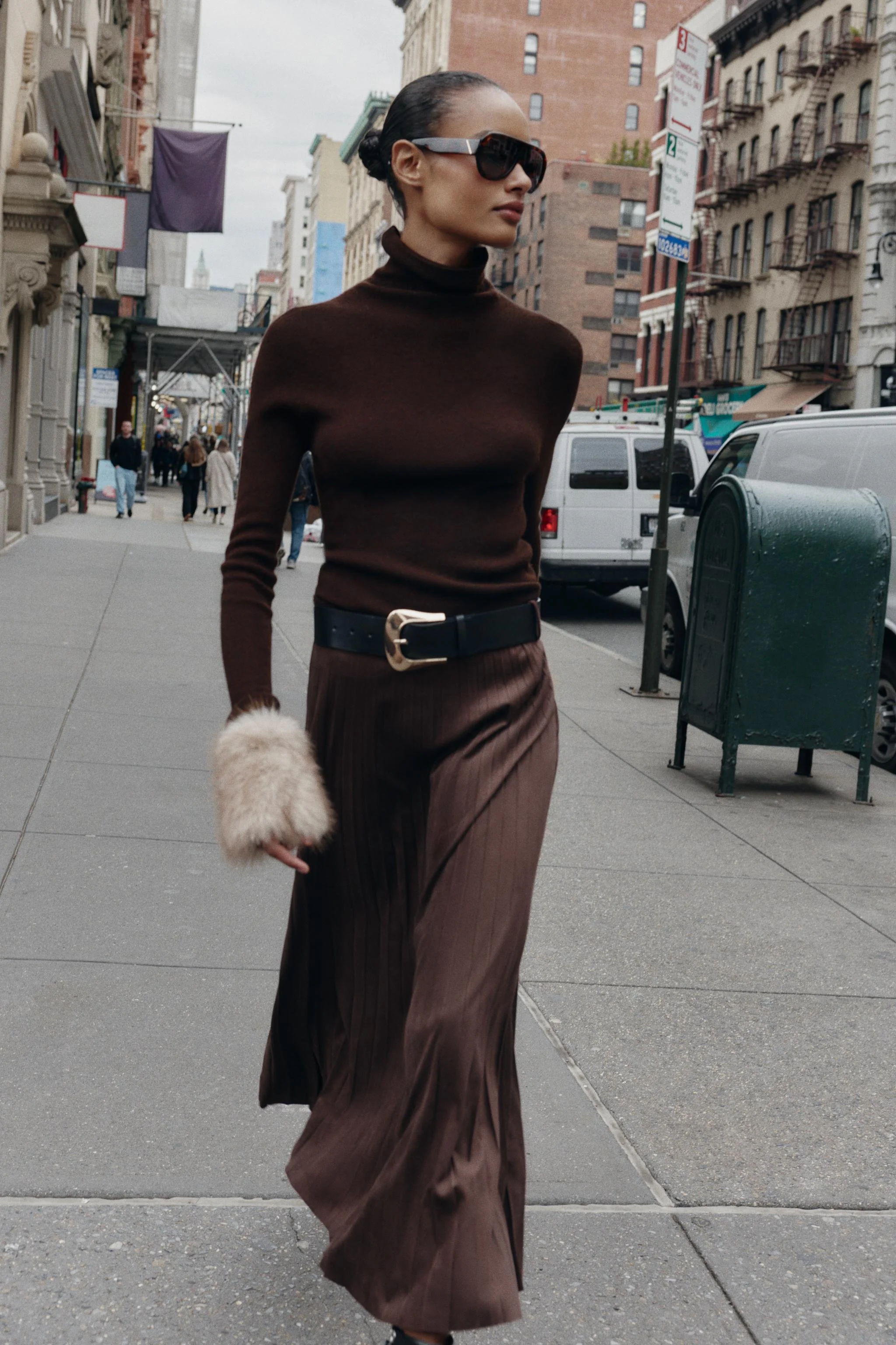 دامن میدی پلیسه دار با کمربند