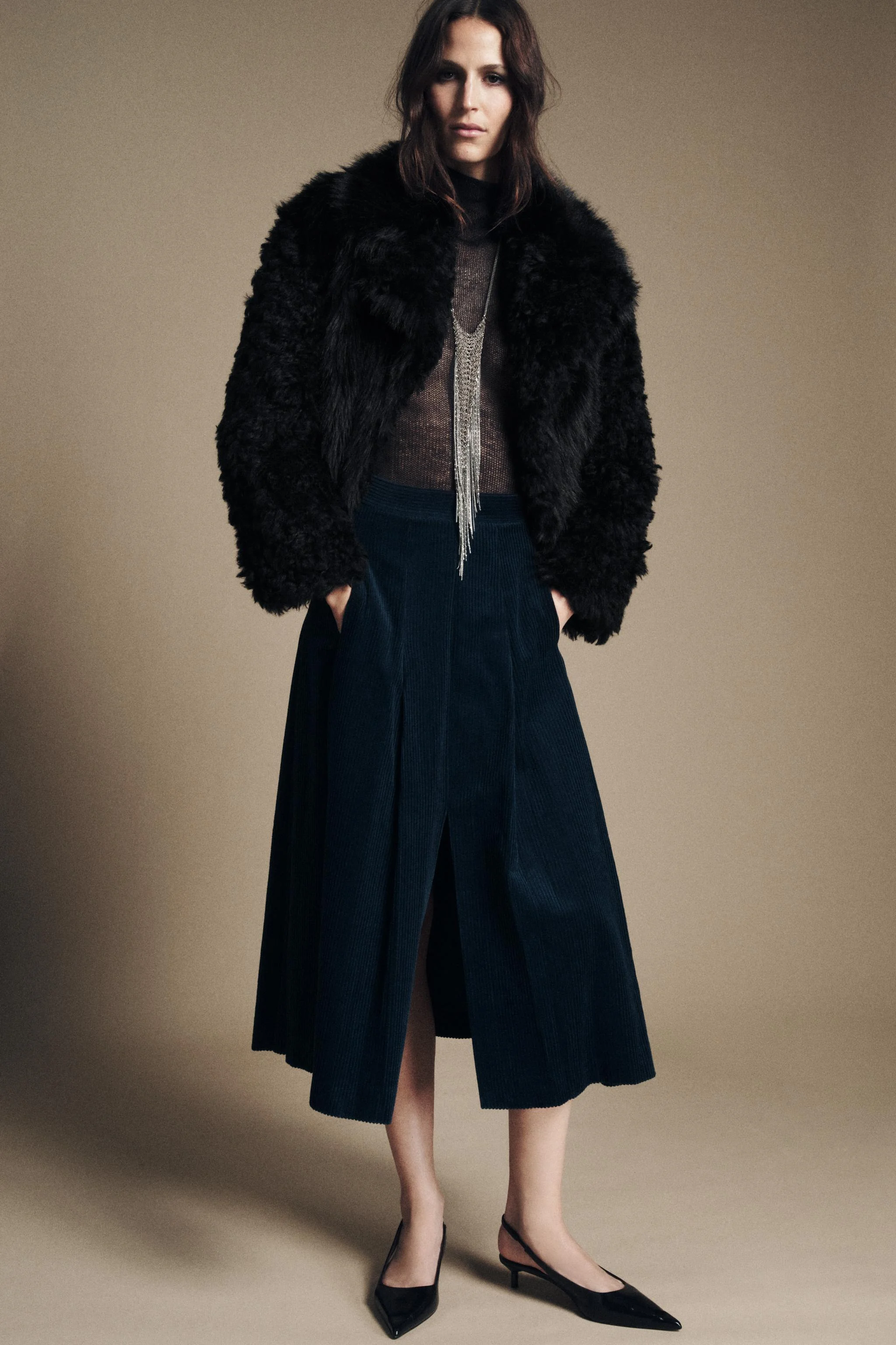 دامن میدی مخملی ZW COLLECTION دامن میدی مخملی ZW COLLECTION