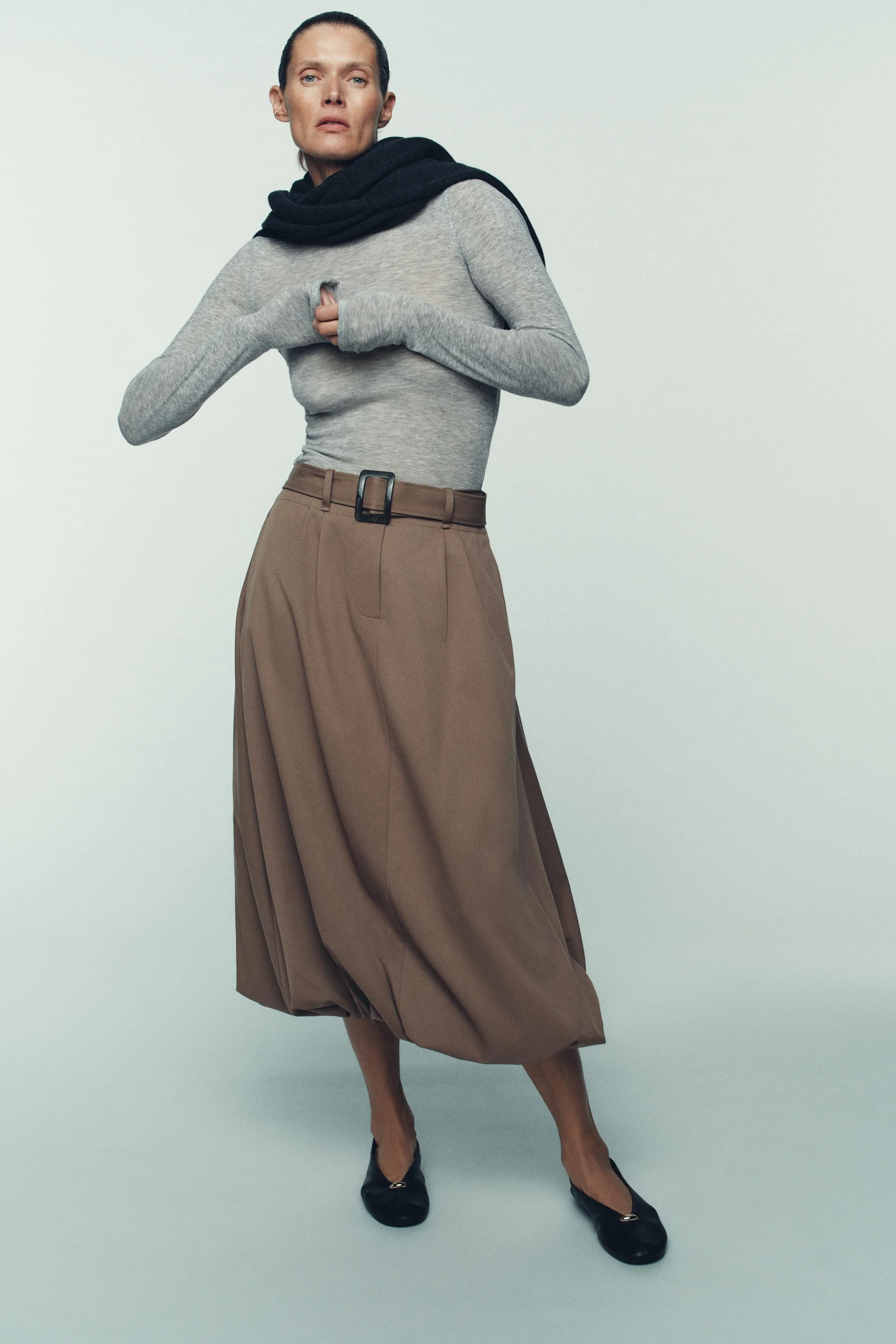 دامن میدی بالونی با کمربند