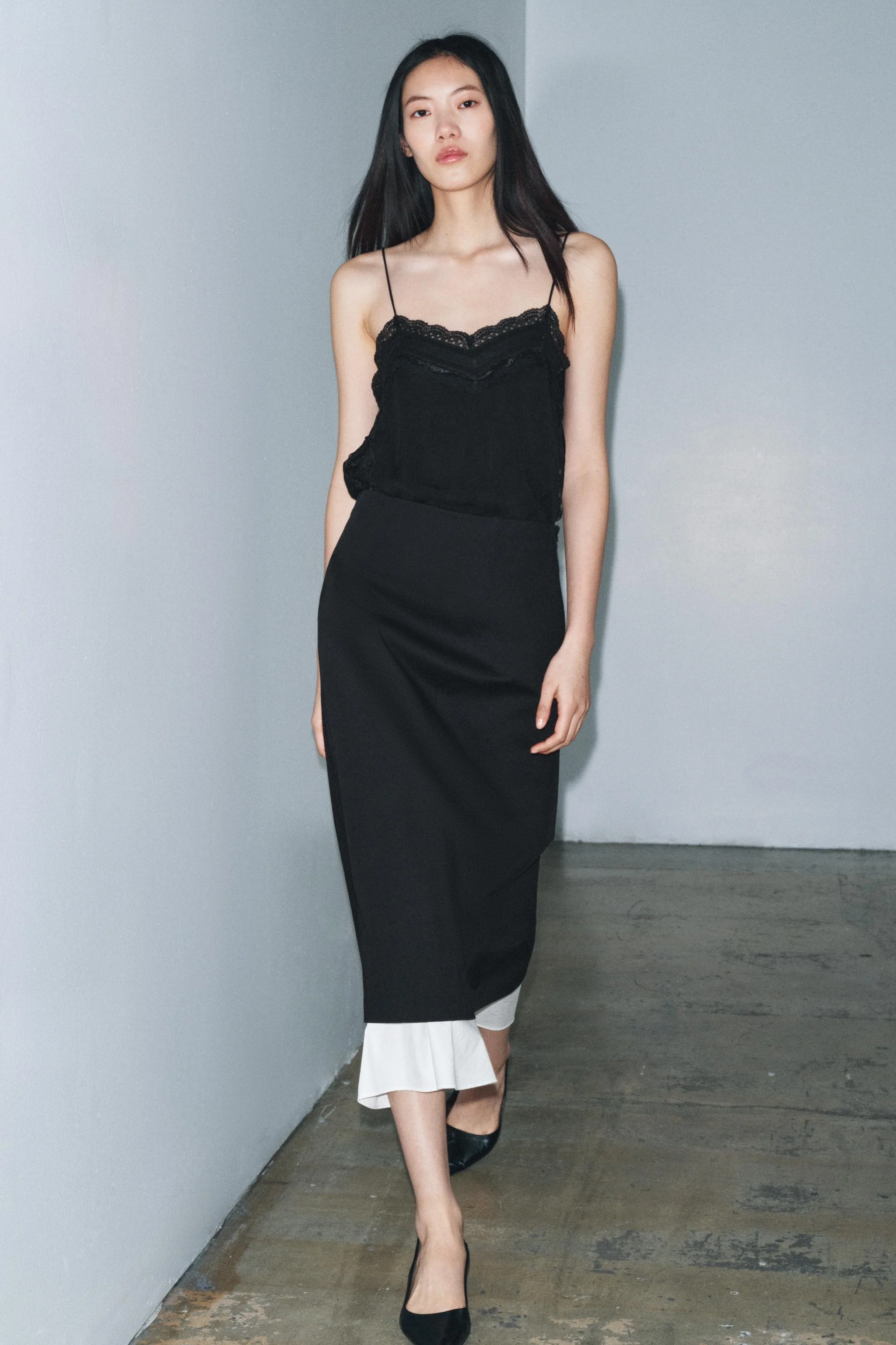 دامن میدی زنانه ZW COLLECTION با تضاد رنگ