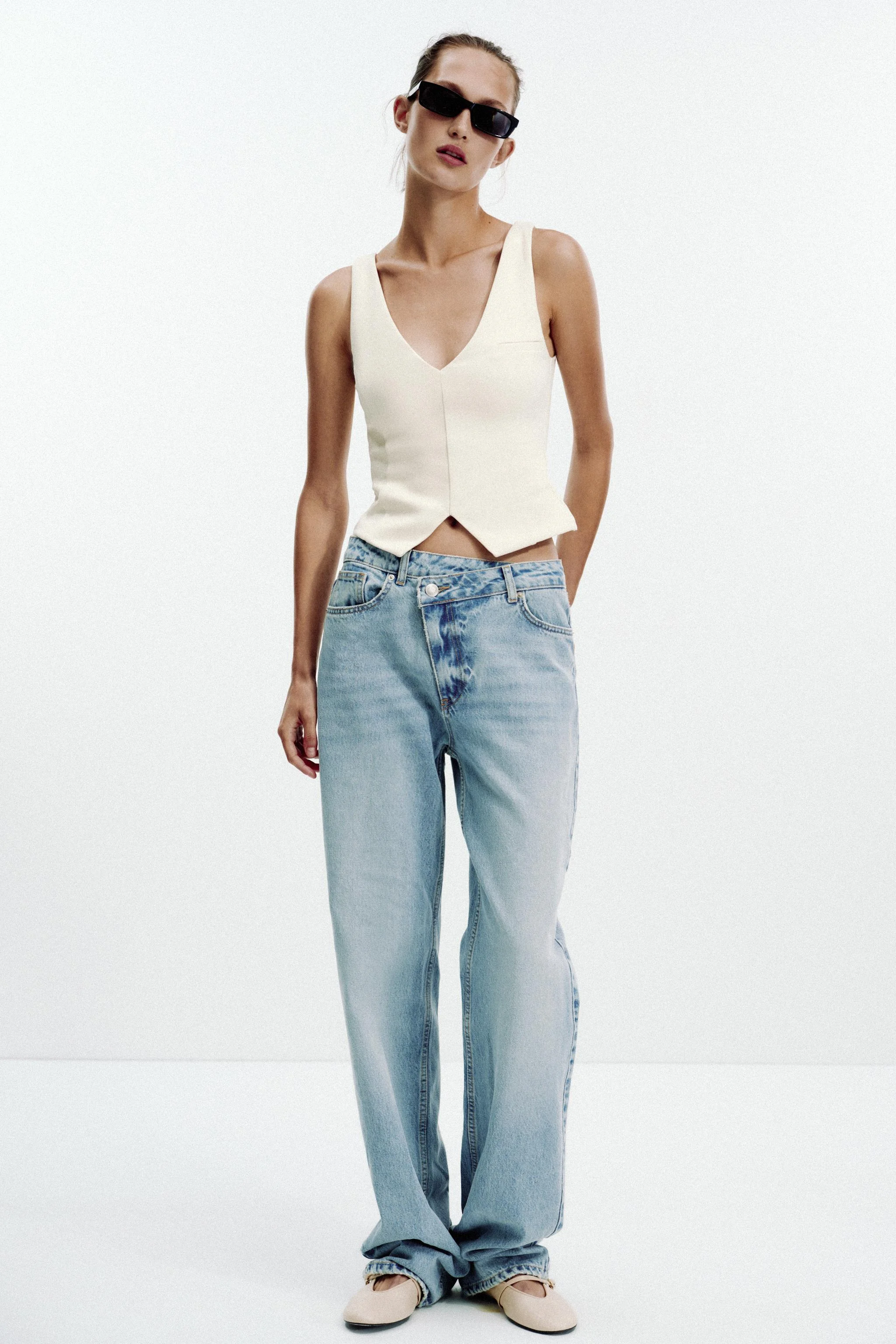 تاپ یقه هفت با بافت درهم تنیده