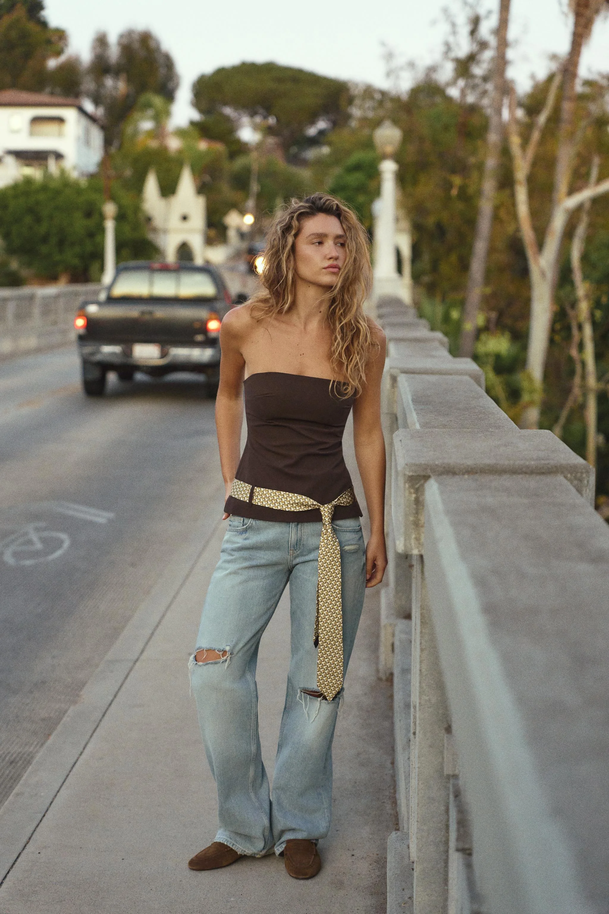 تاپ بدون بند با کمربند گره ای