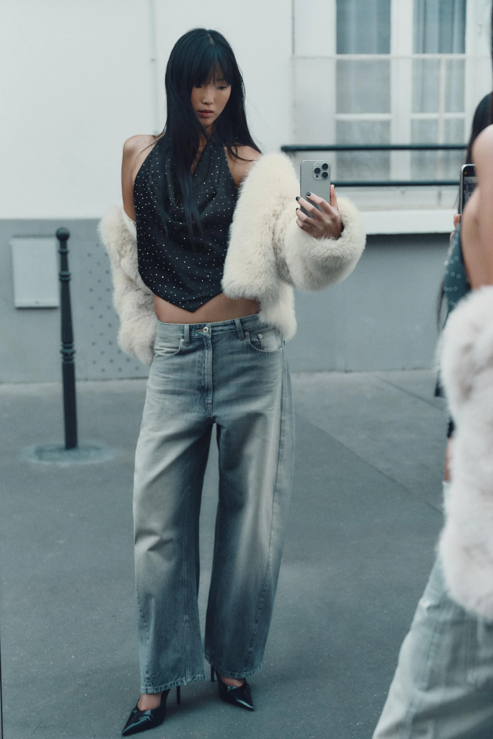 تاپ ساتن هالتر با تزئینات نگین