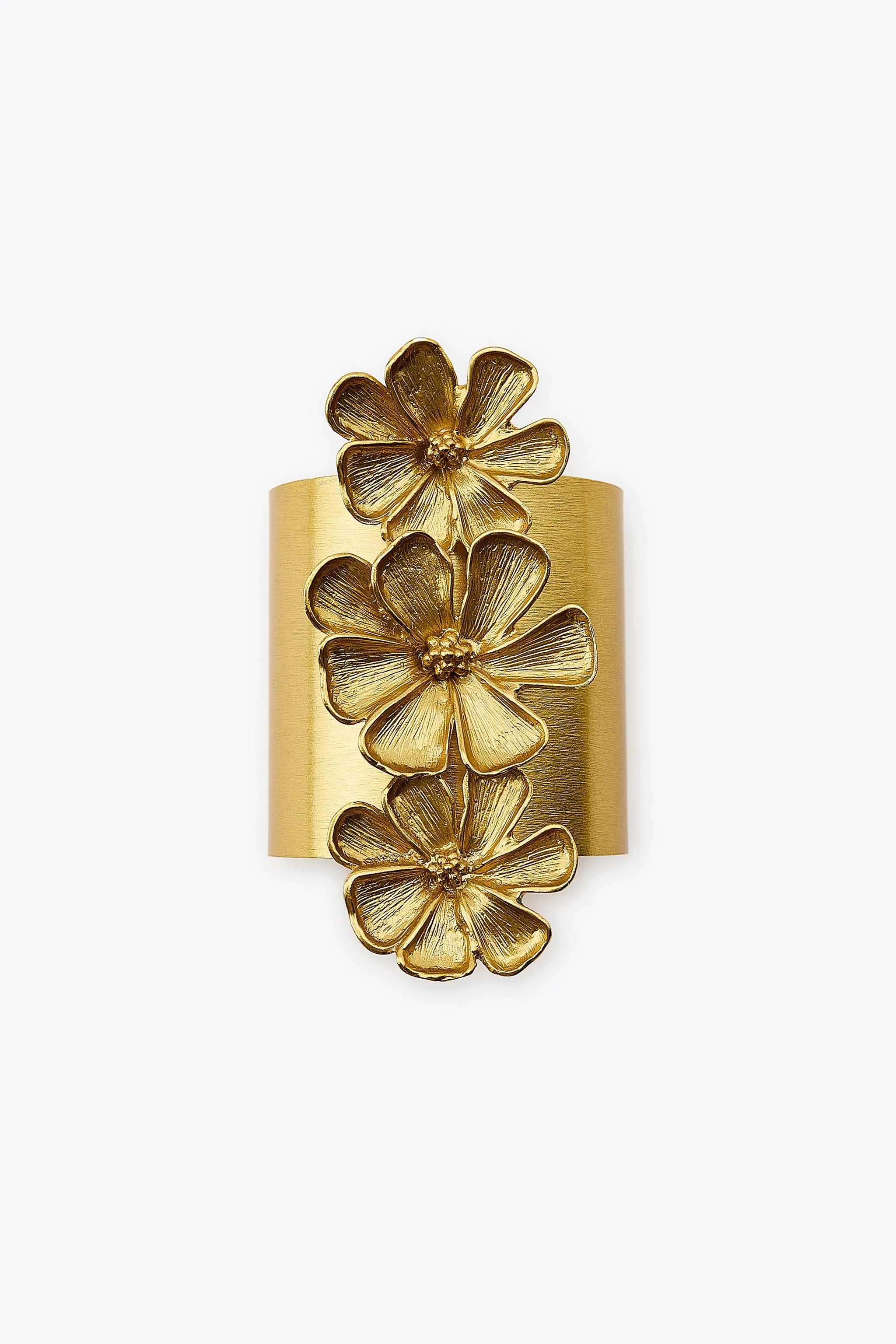 دستبند فلزی سخت با گل تزئینی همرنگ