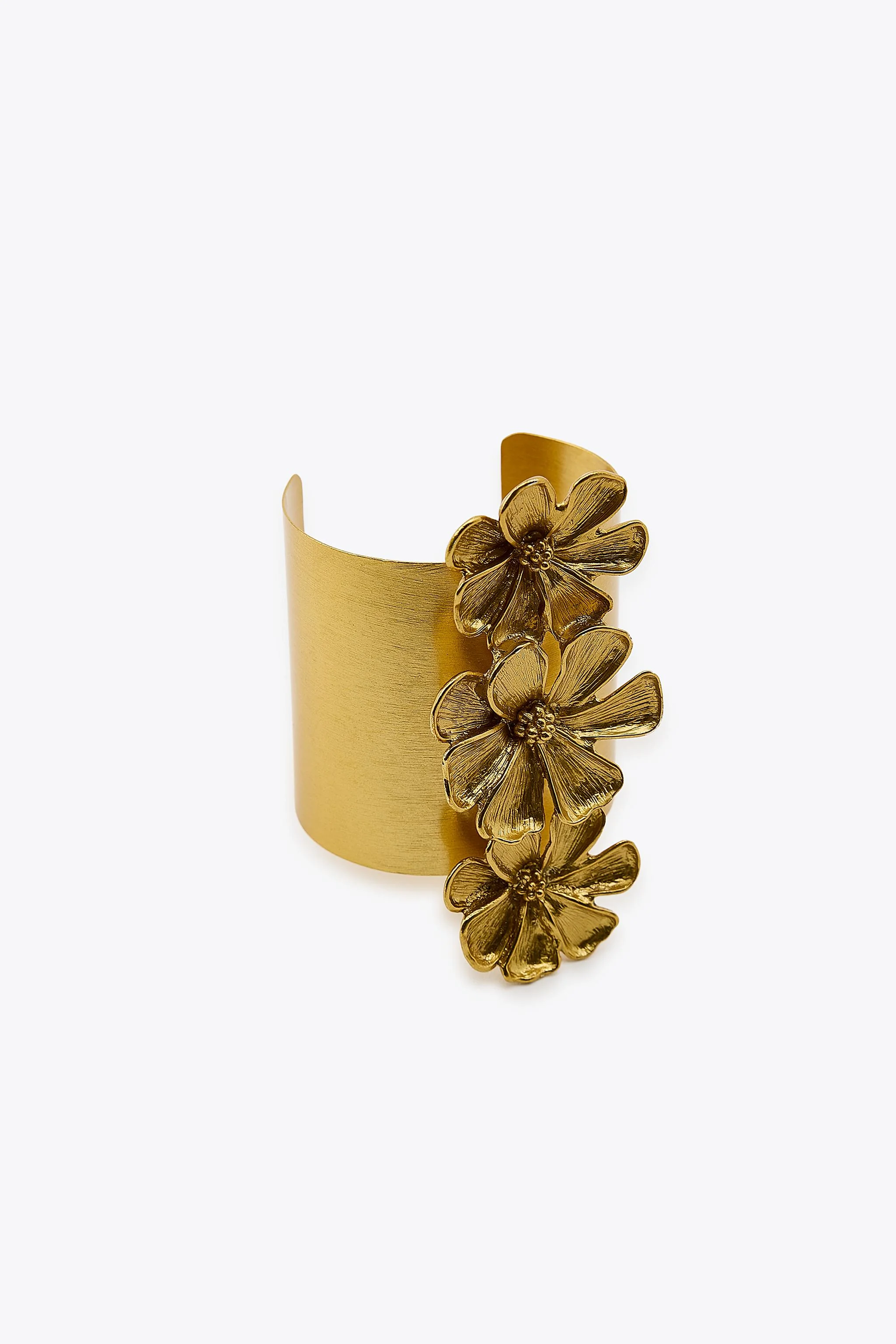 دستبند فلزی سخت با گل تزئینی همرنگ