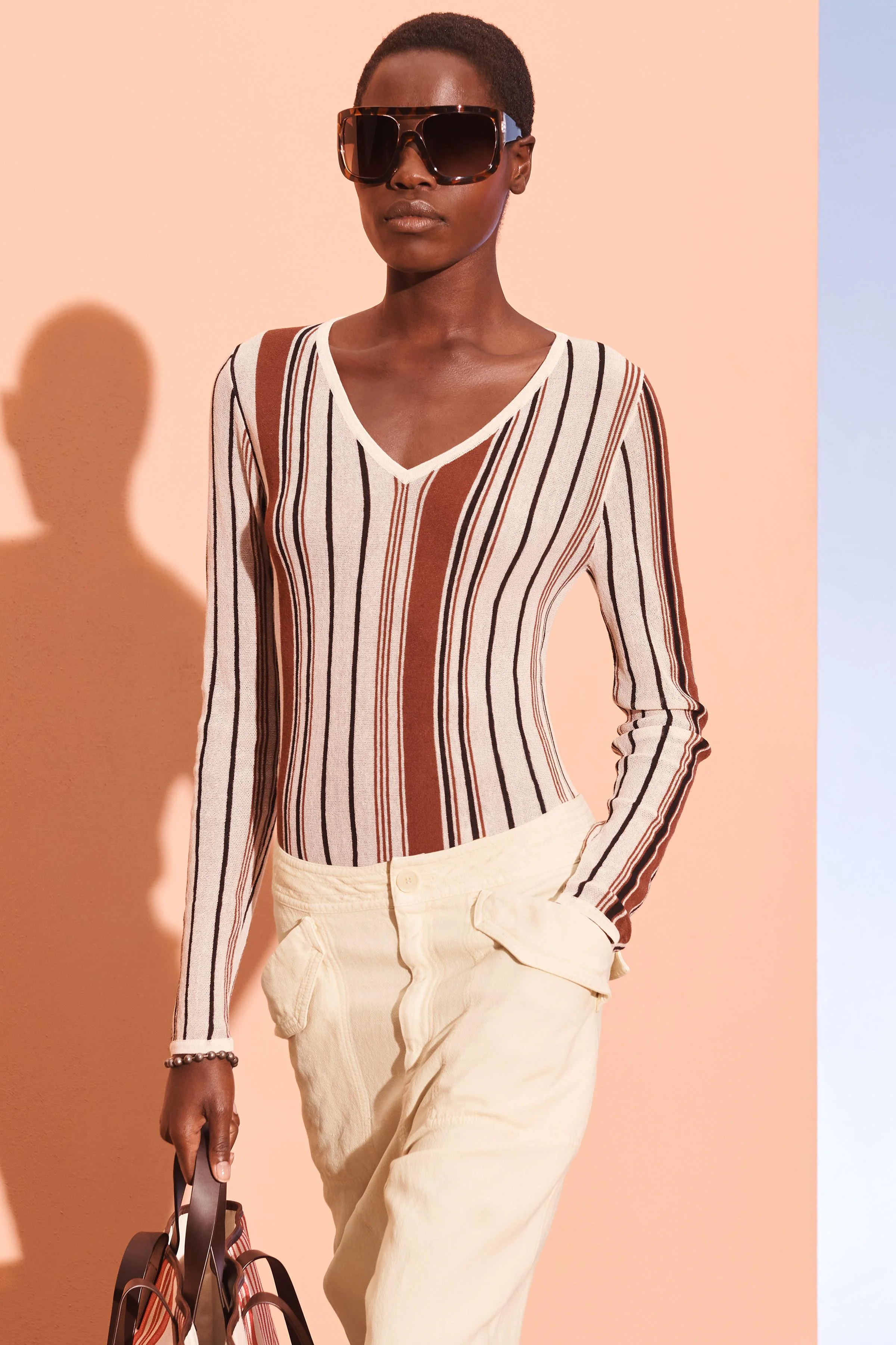 بلوز بافتنی یقه هفت، آستین بلند