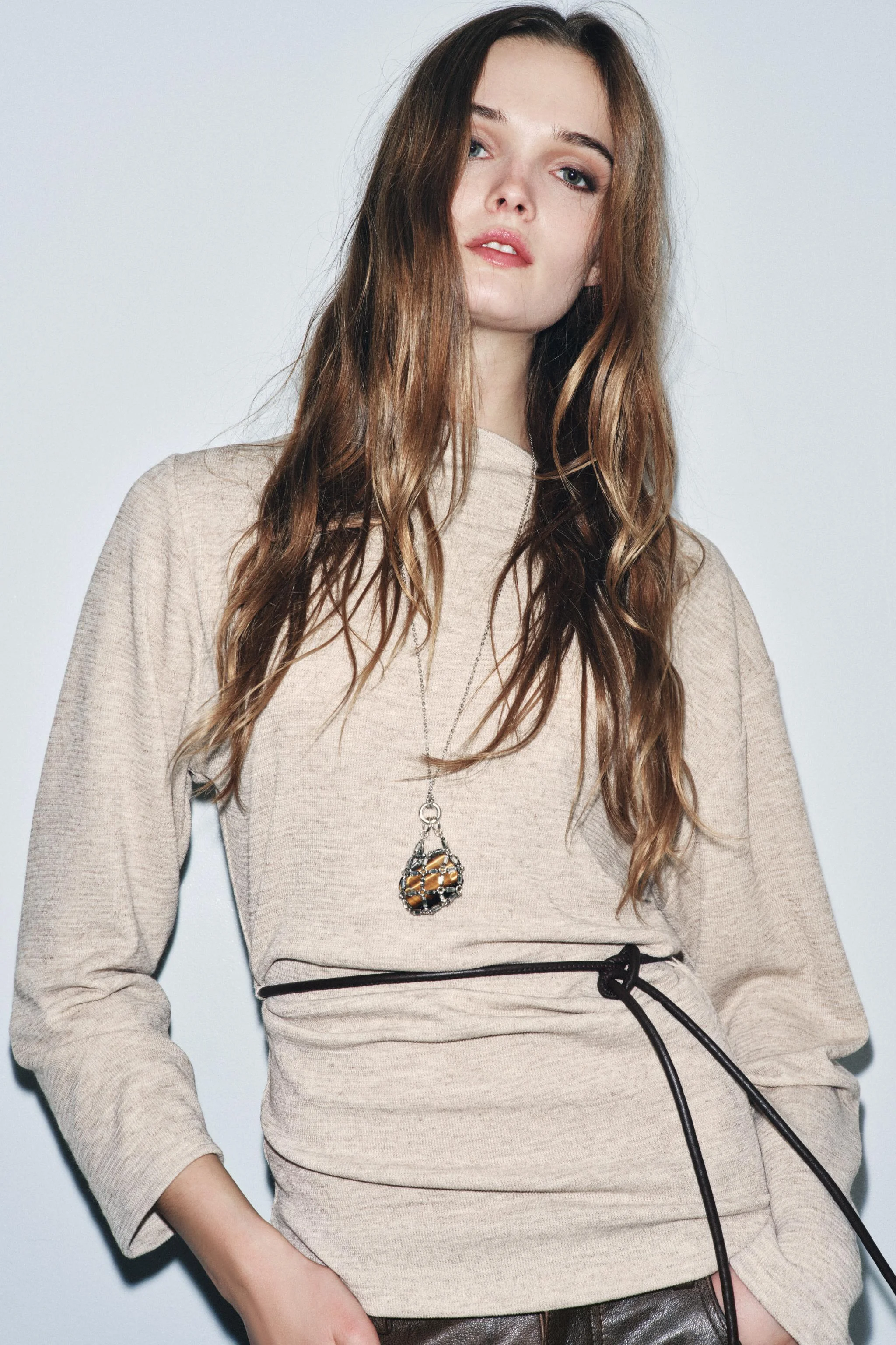 تاپ بافت دار با کمربند