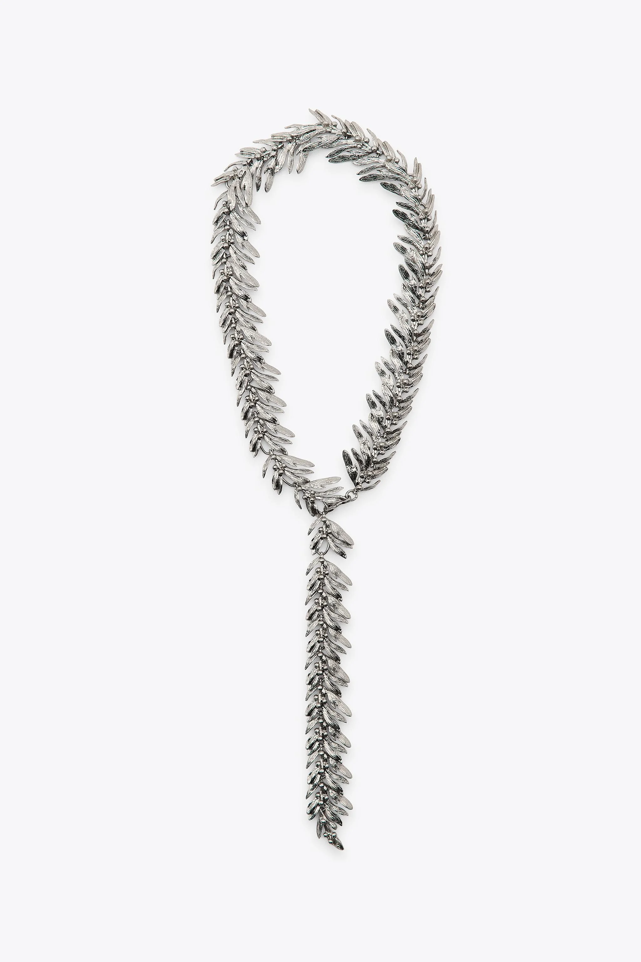 گردنبند فلزی با طرح برگ