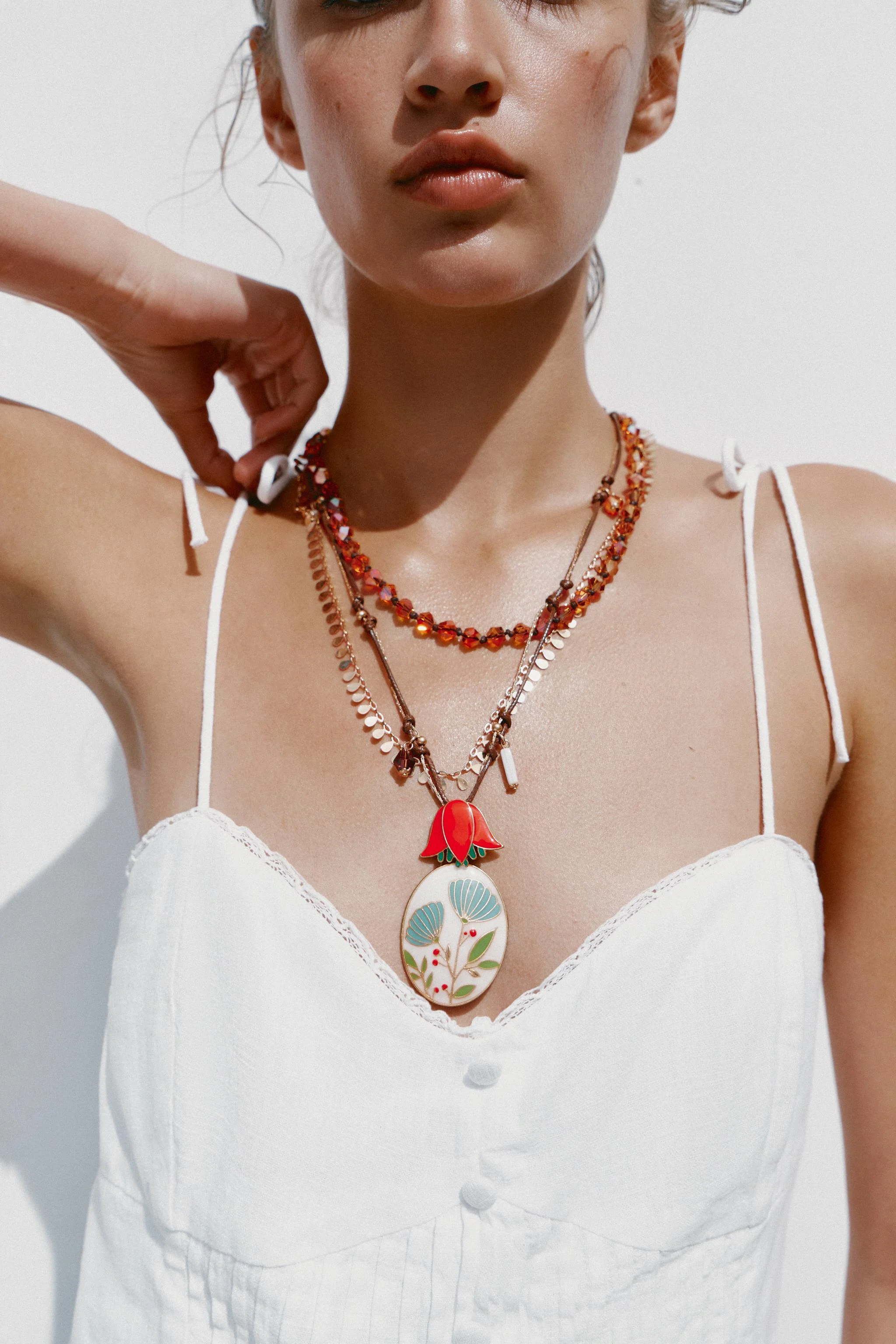 ست ۳ عددی گردنبند مهره گل