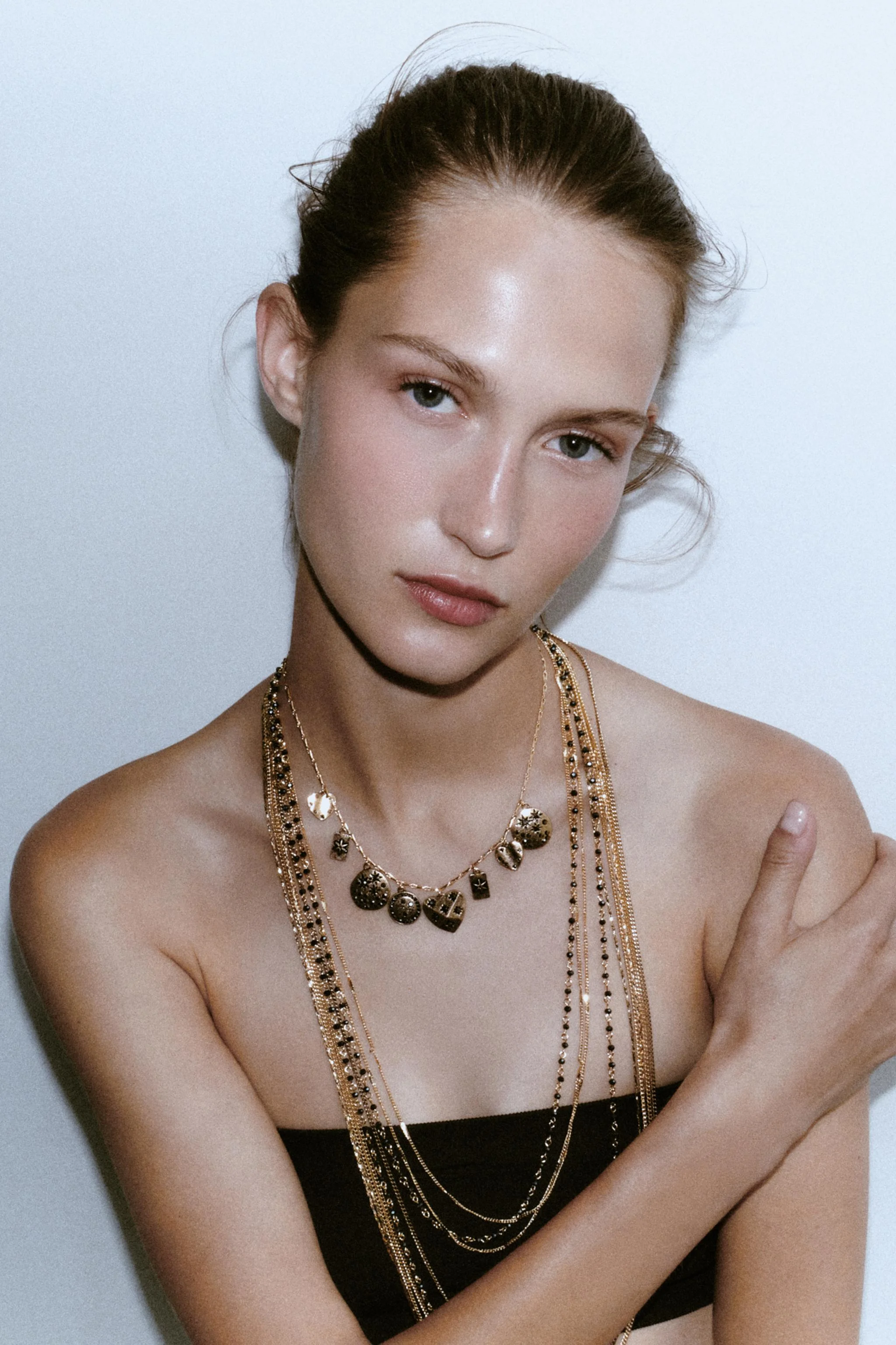 ست سه تایی گردنبند مهره ای زنجیری آویزدار