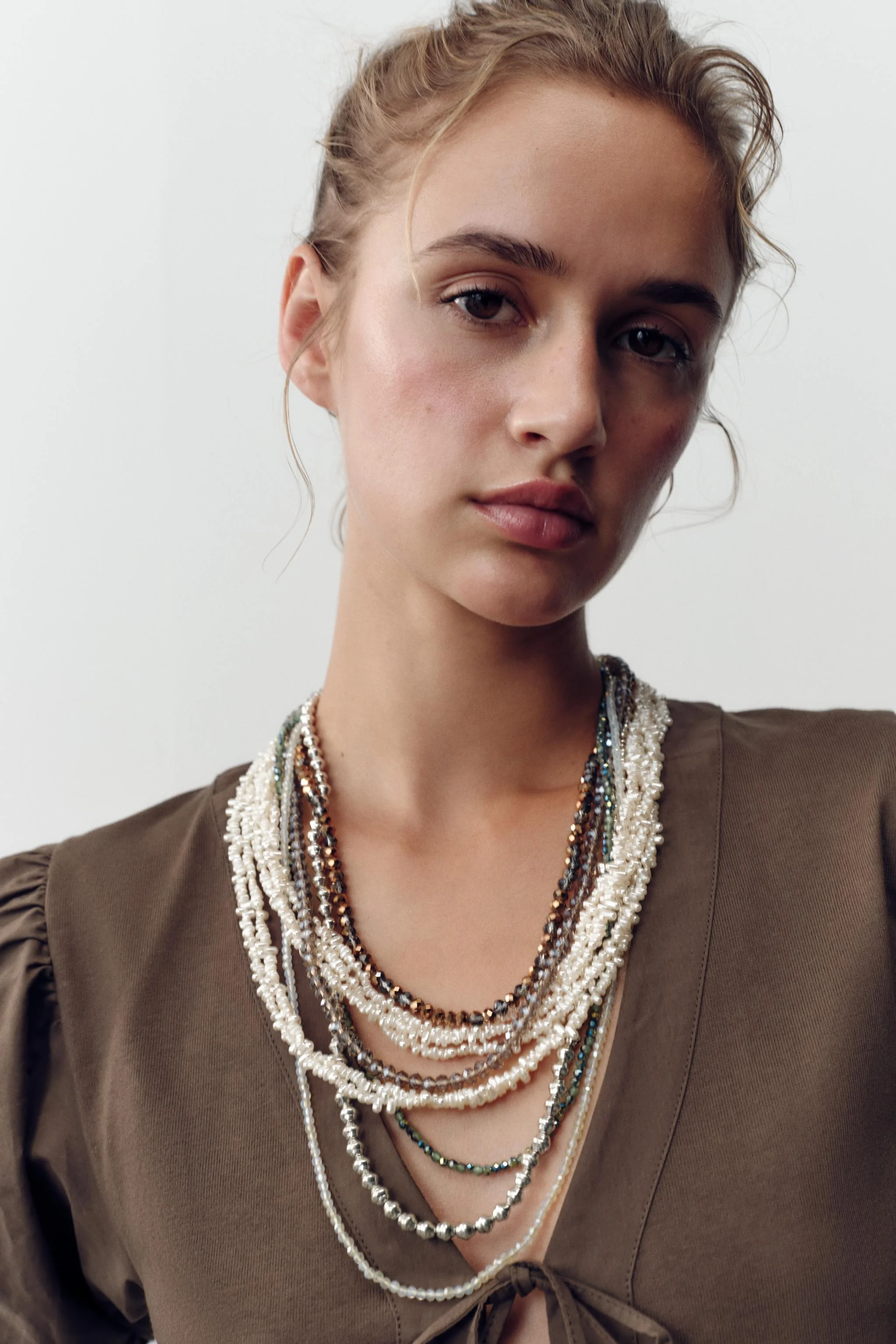 بسته دو عددی گردنبند مروارید مصنوعی مهره دار