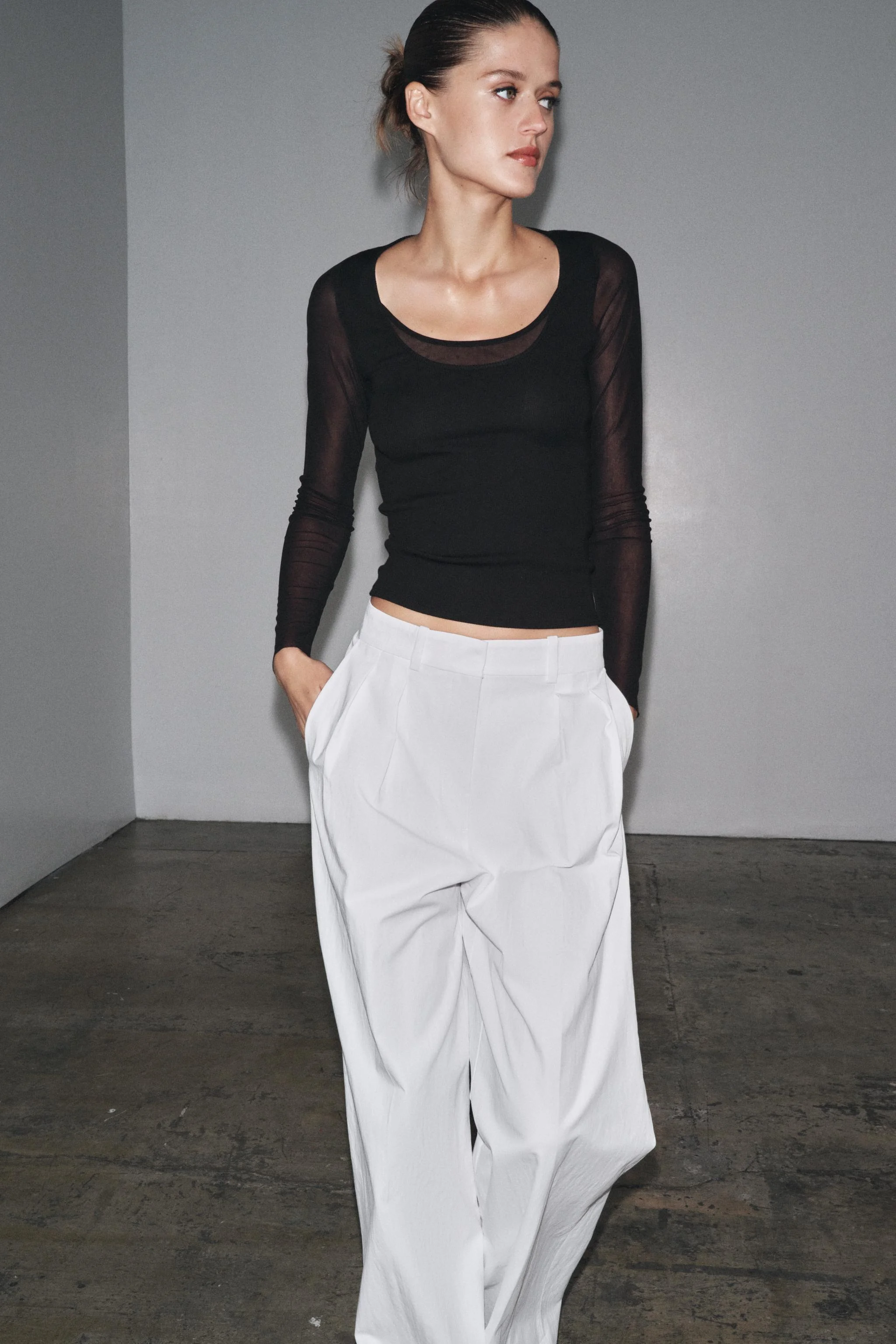 تی شرت ترکیبی نیمه شفاف