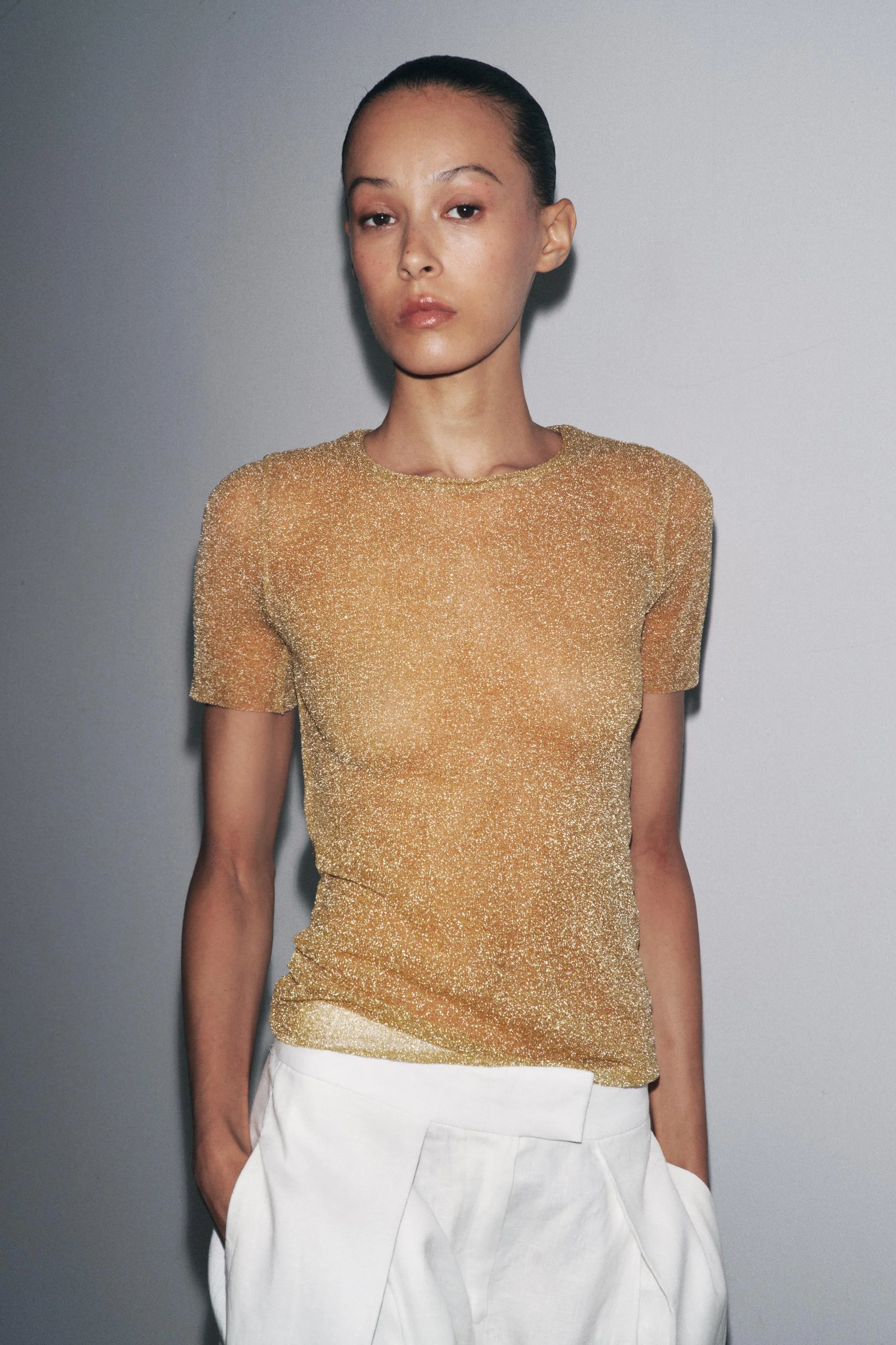 تی شرت آستین کوتاه متالیک