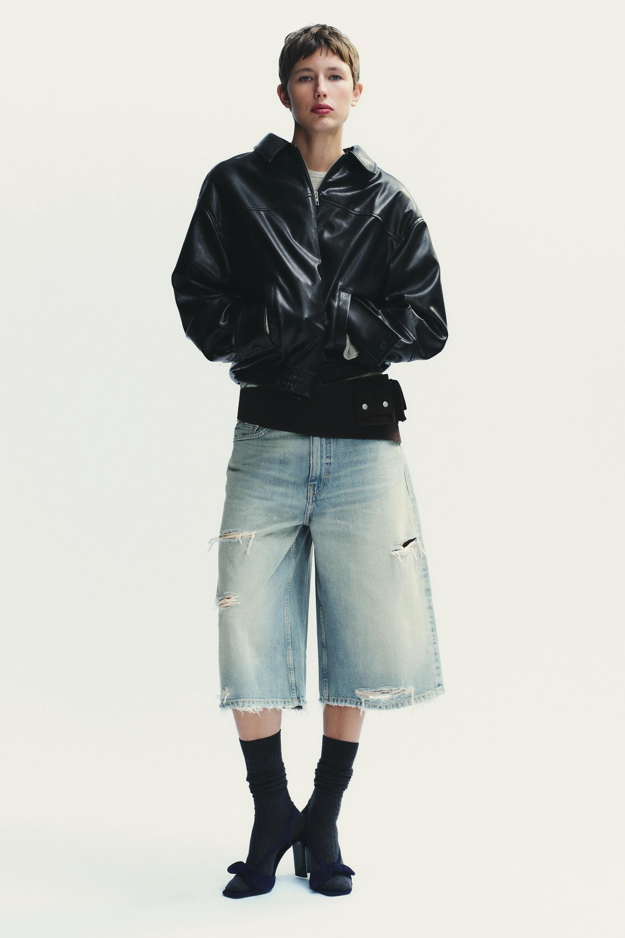 صندل پاشنه بلند جیر با پاپیون