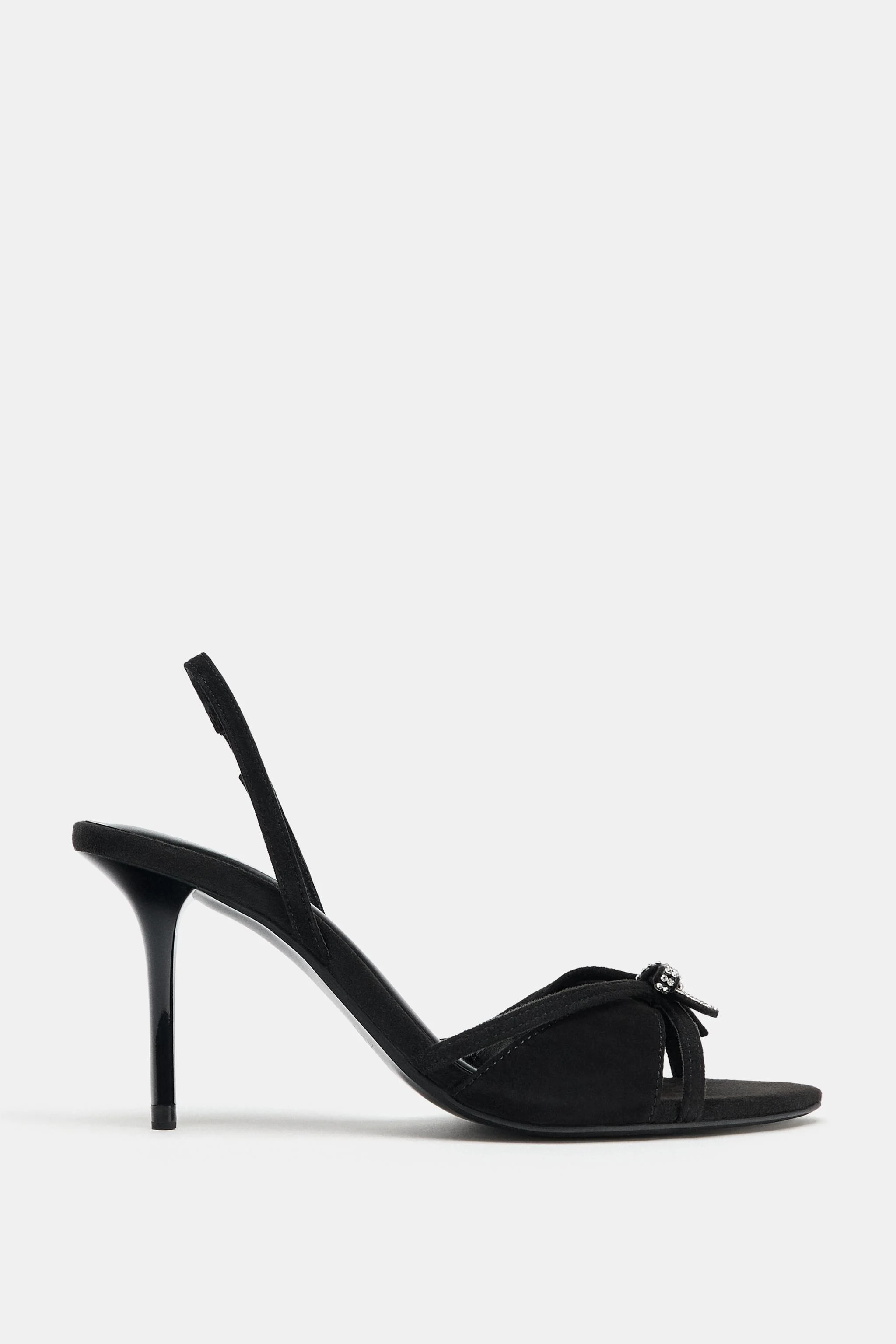 صندل پاشنه دار چرمی با پاپیون براق