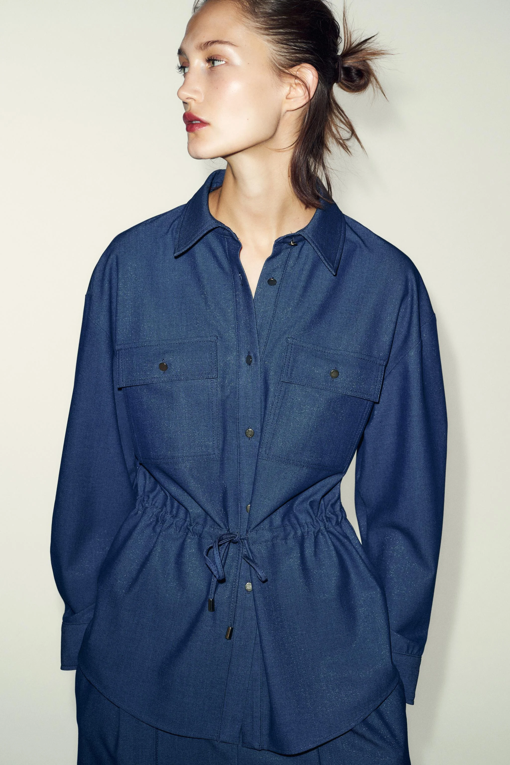 پیراهن سافاری با بند کشی