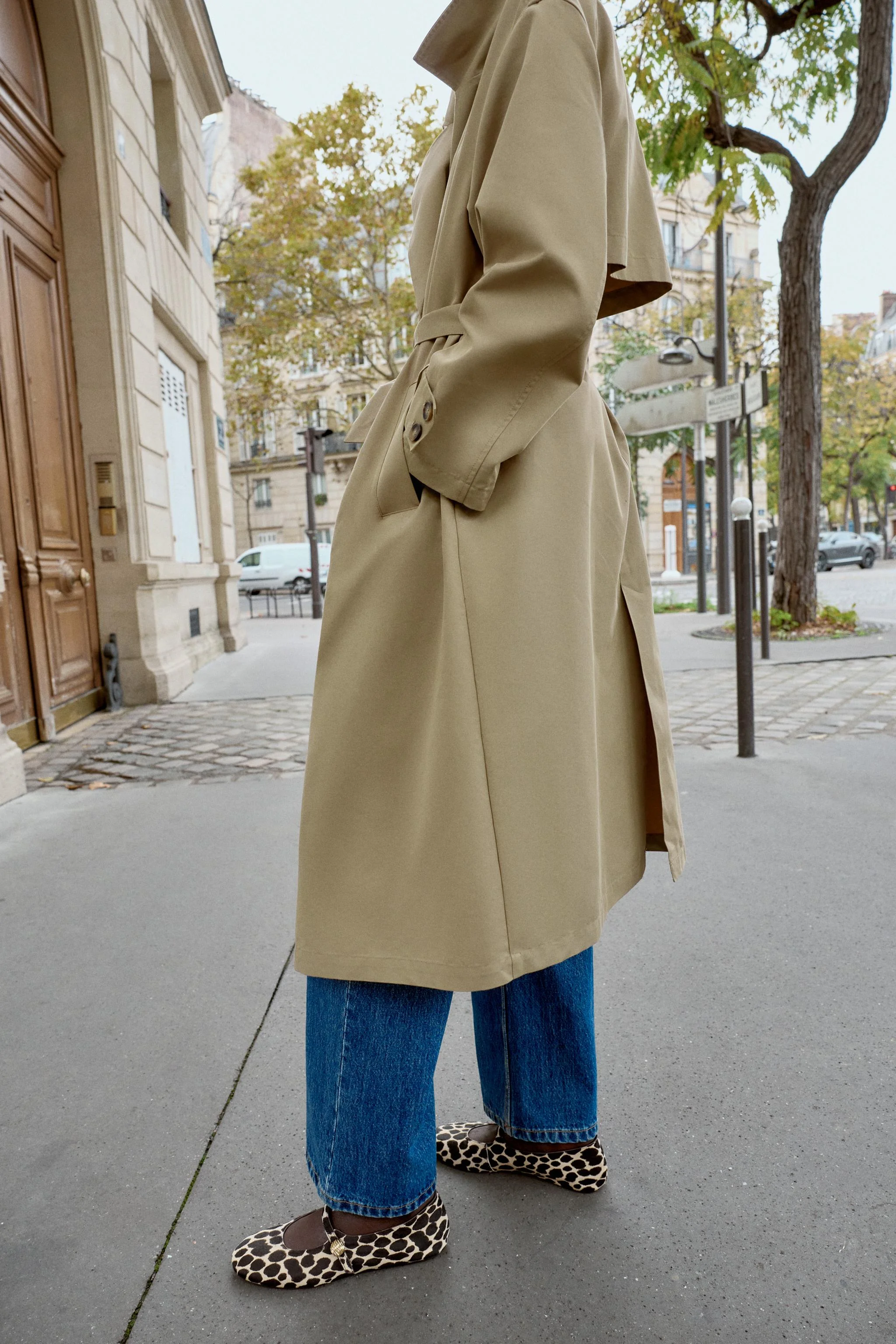 کفش باله تخت چرمی طرح‌دار