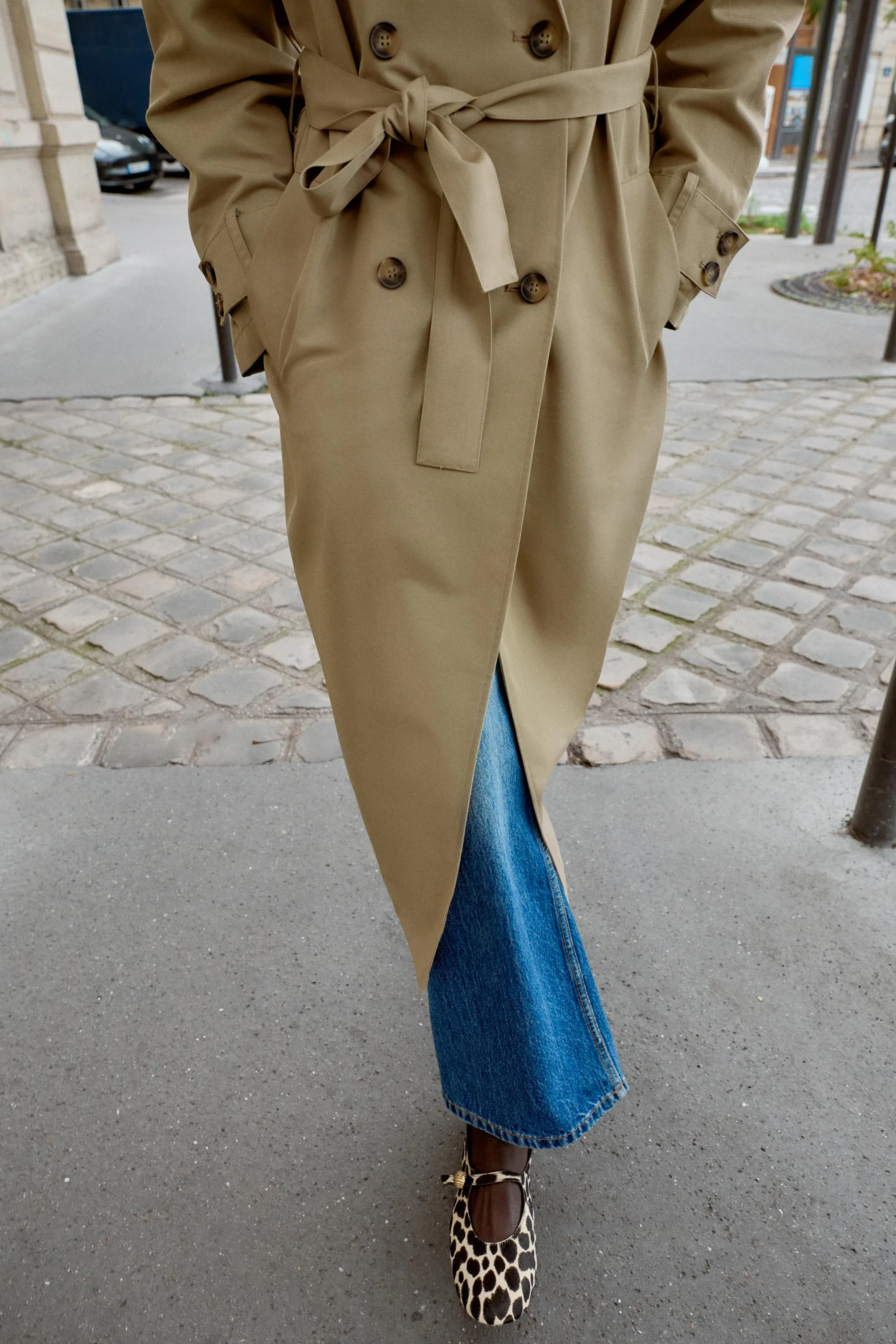 کفش باله تخت چرمی طرح‌دار