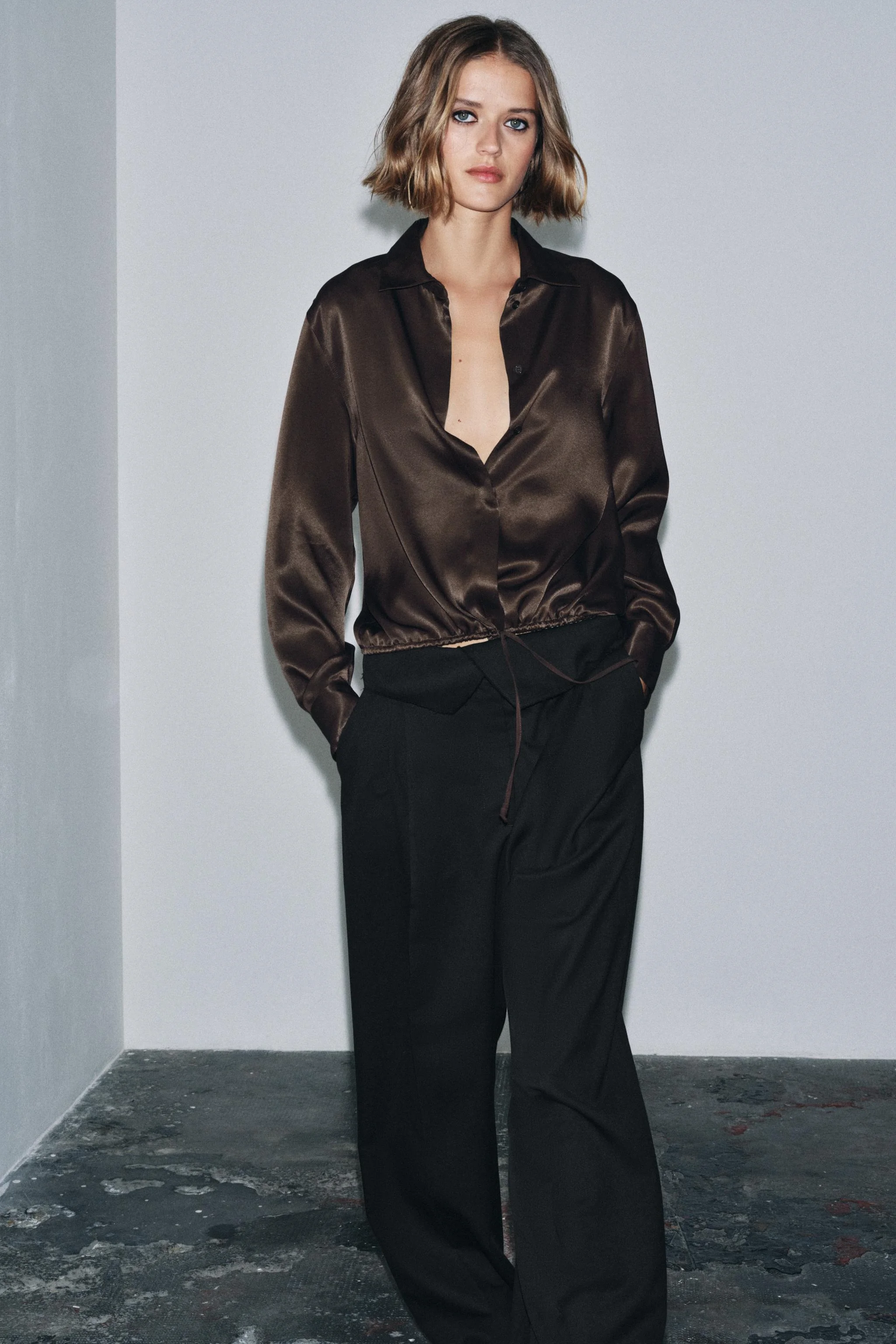 بلوز ساتن ZW COLLECTION با بند