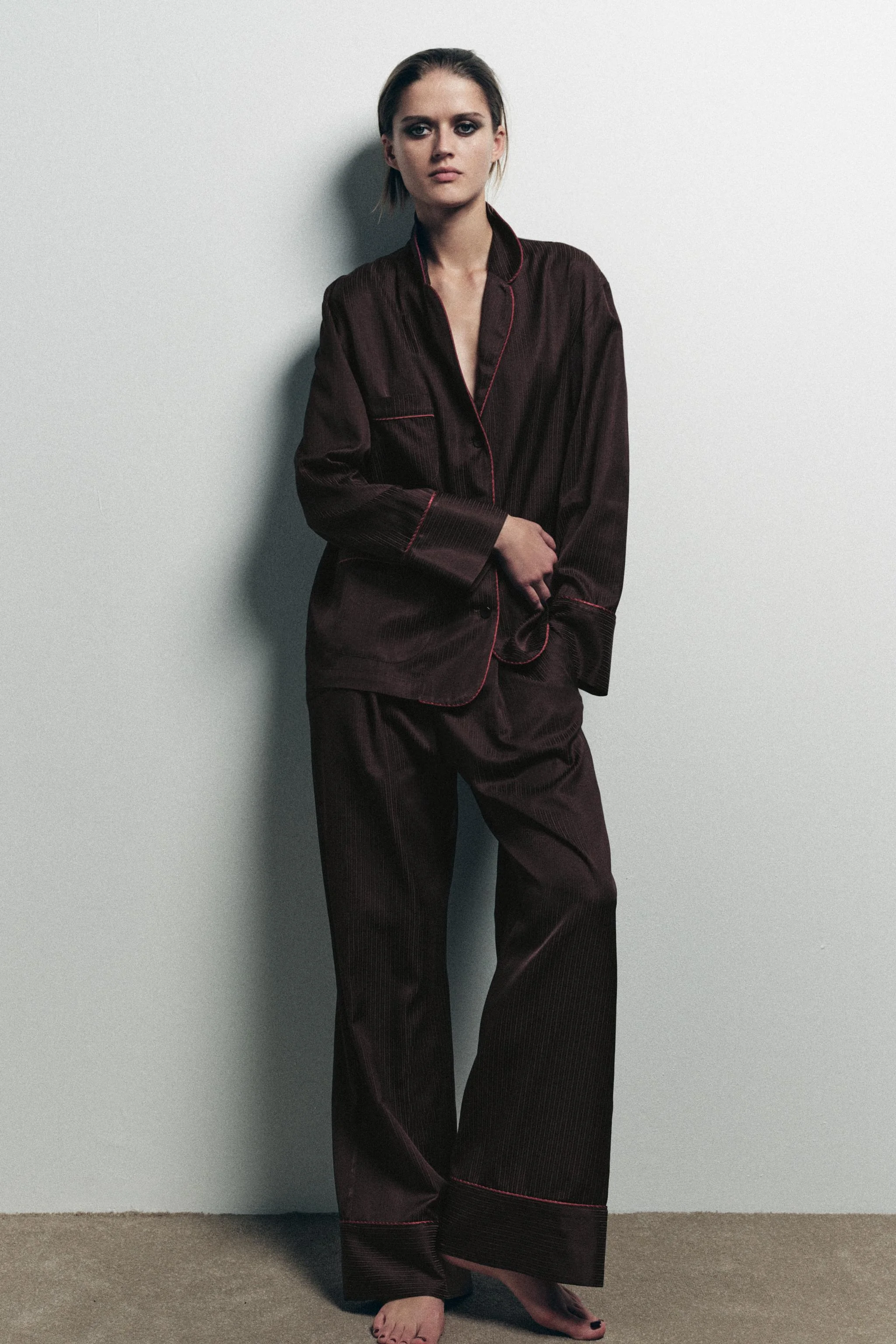 پیراهن طرح پیژامه راه راه متضاد