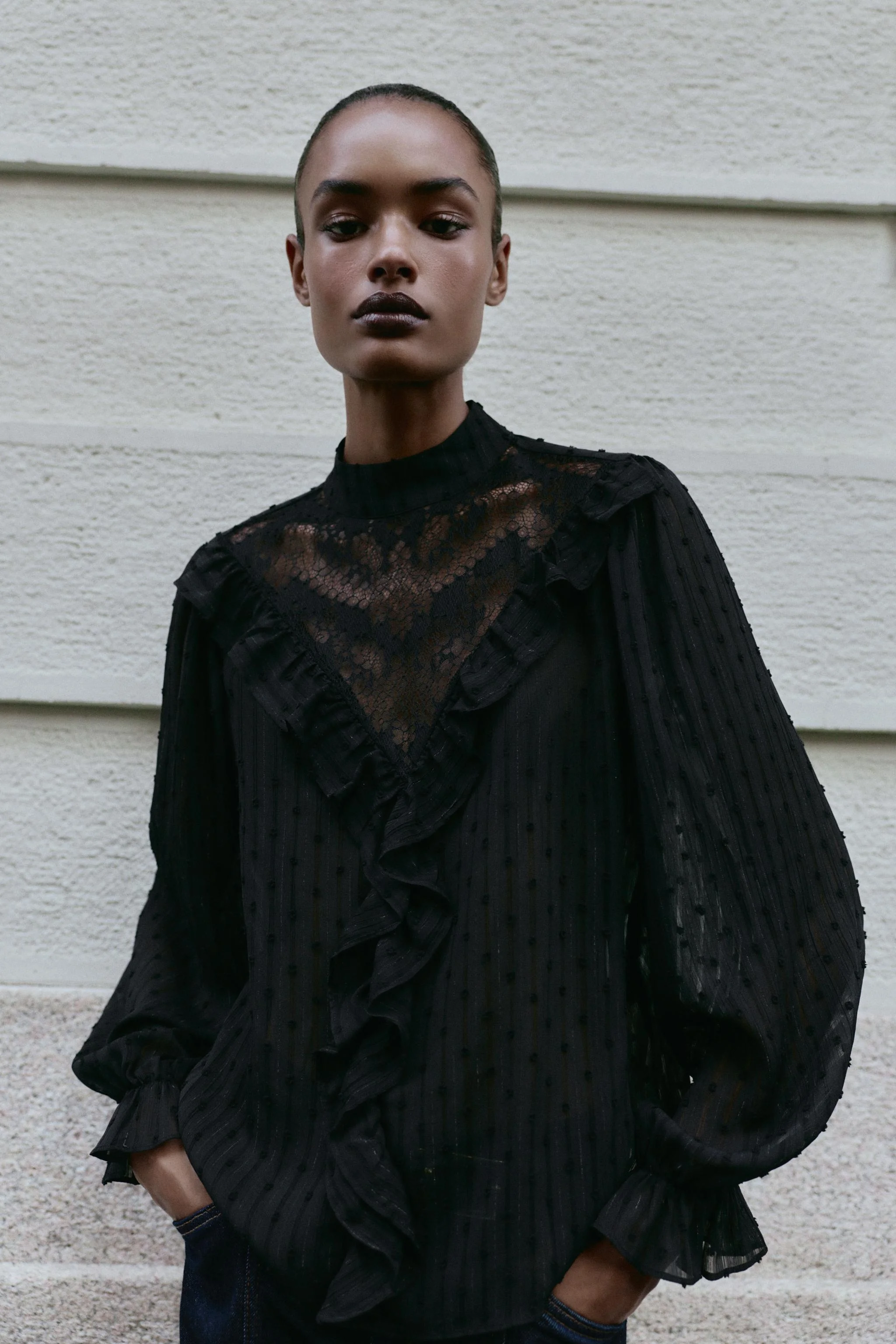 شومیز توری خالدار بافتنی